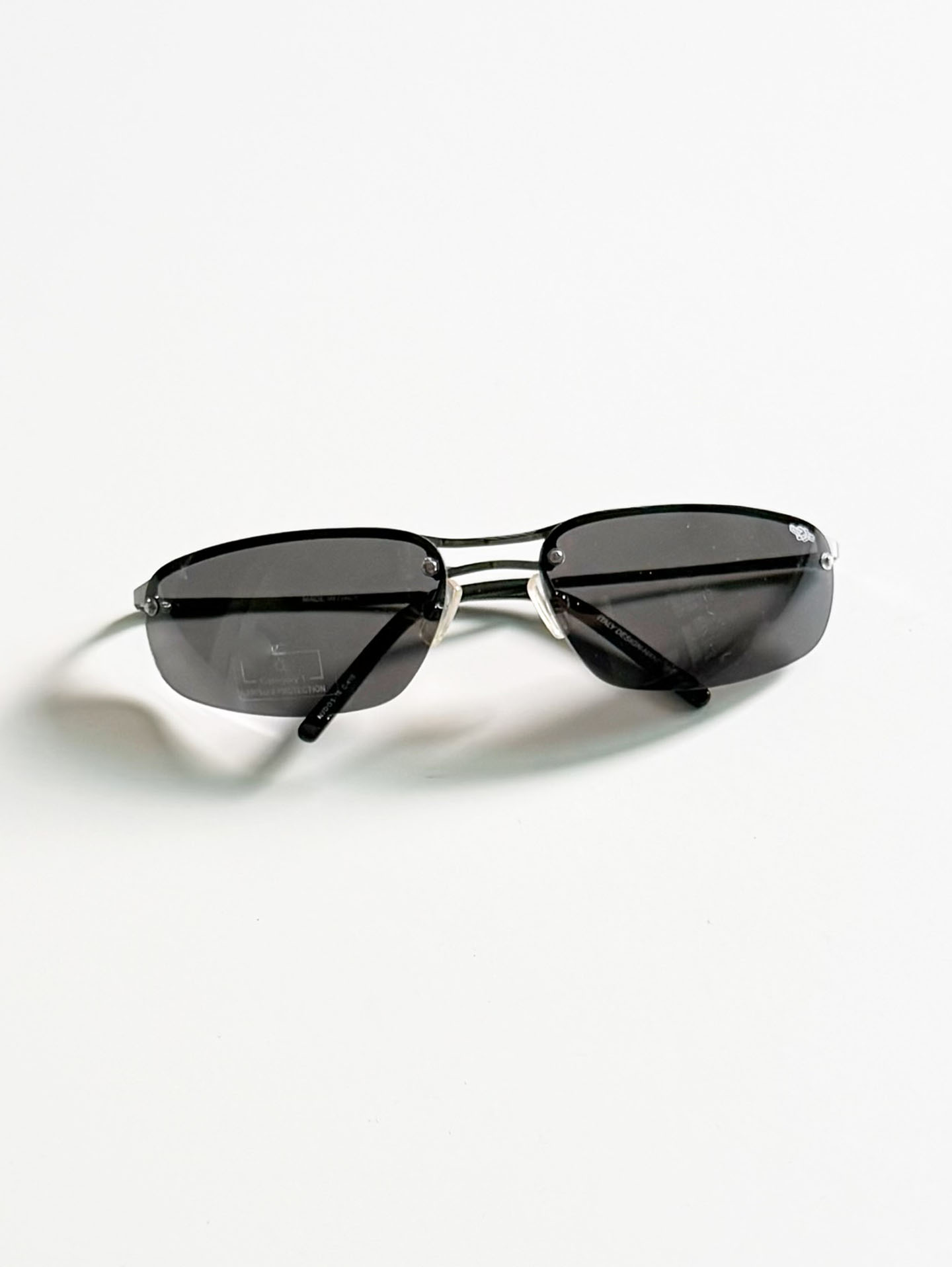 NUDOS Two-Bridge Rimless Wrap Metal Sunglasses