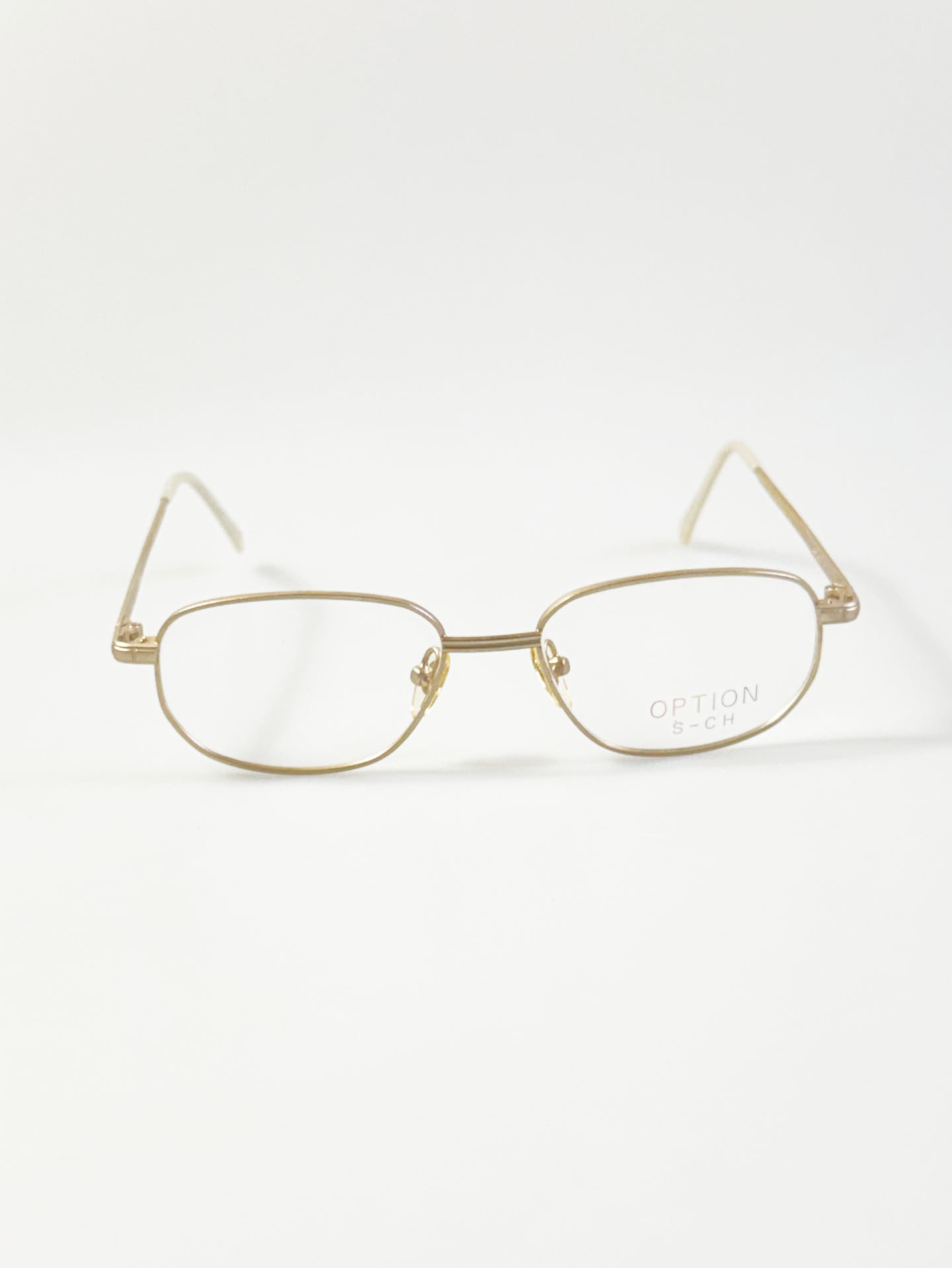 90's OPTION Gold Slim Square Metal Glasses