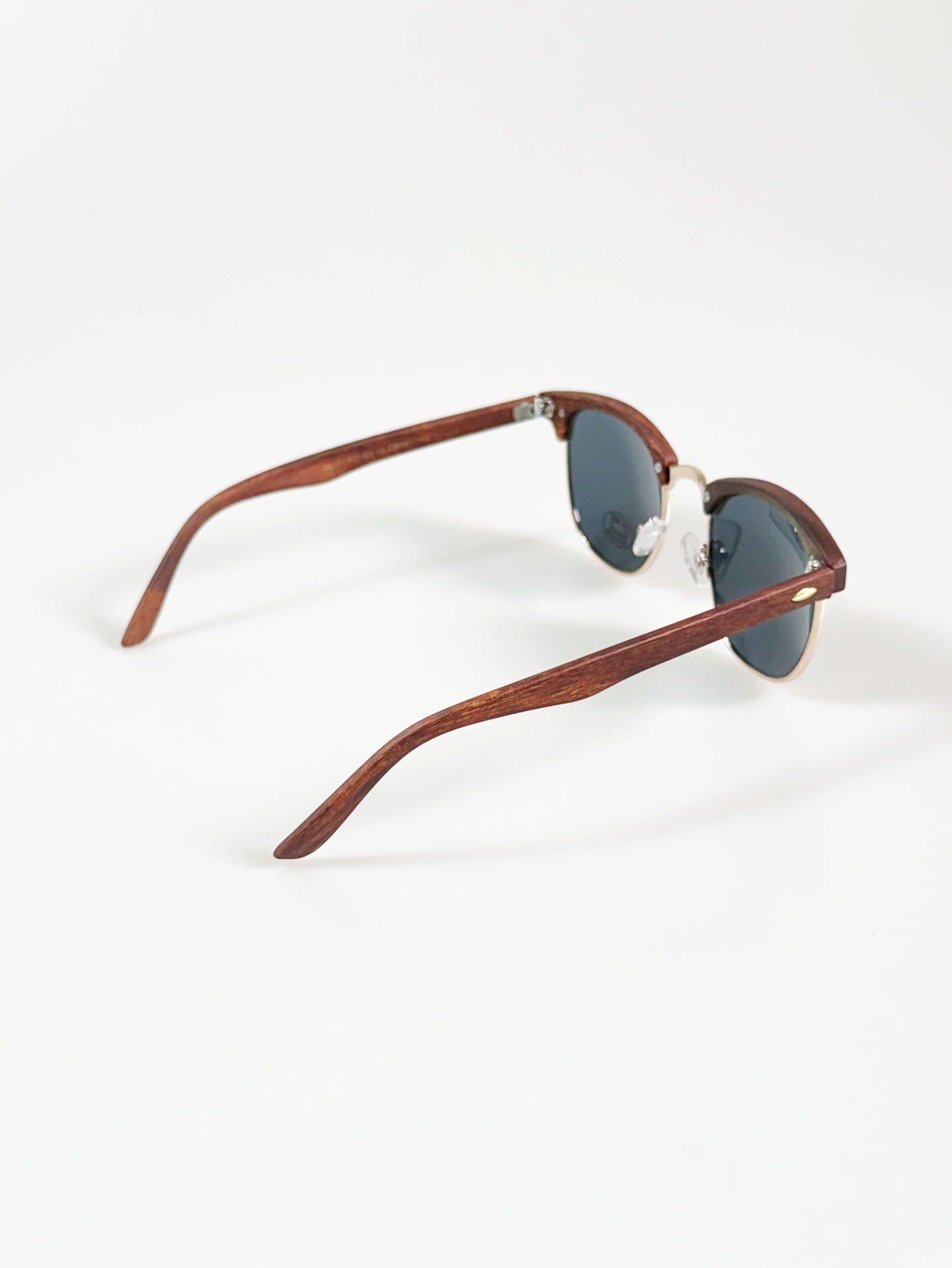 Chestnut Woodgrain Clubmaster Half-Rim Sunglasses