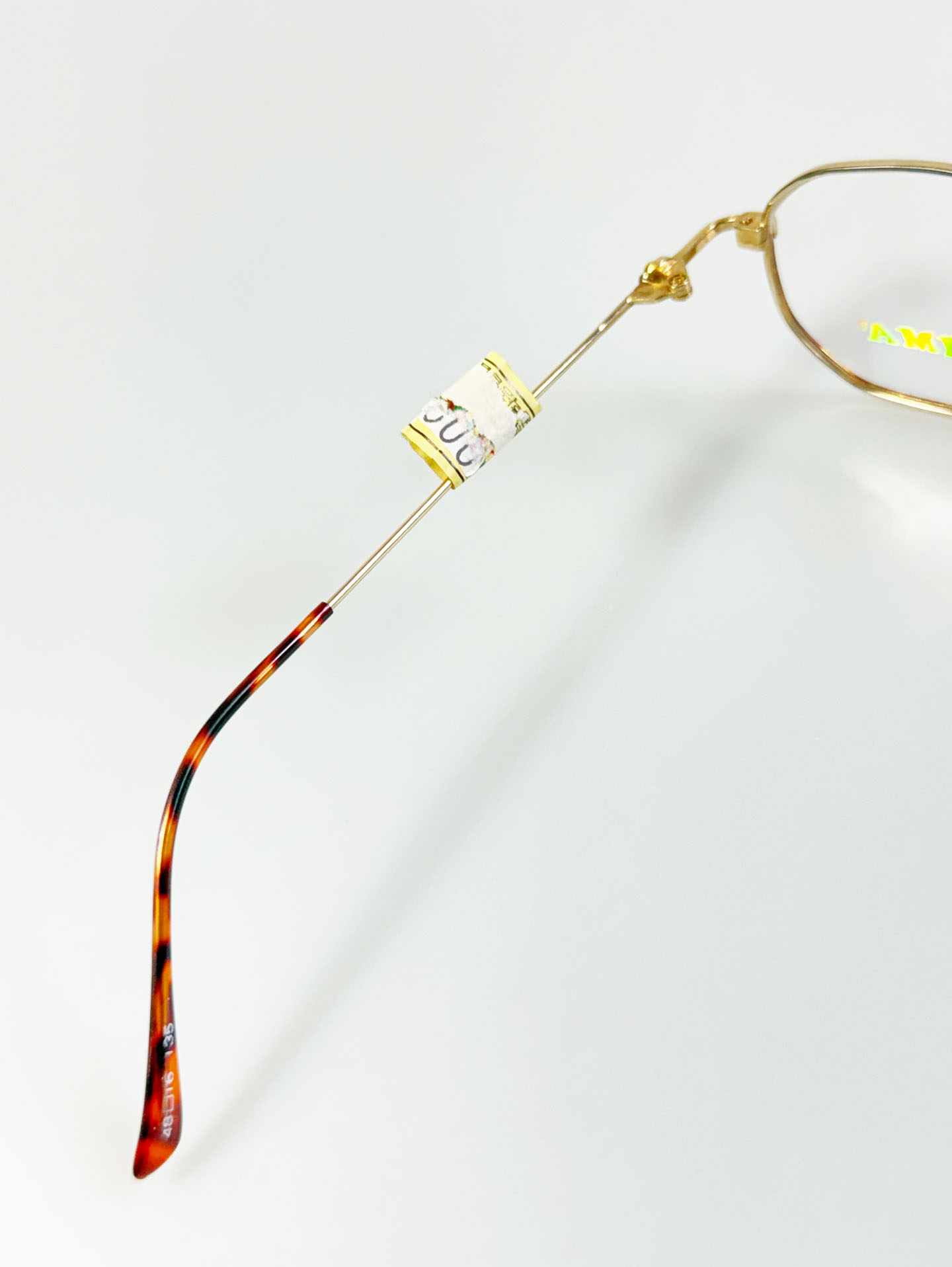 PATIMA Gold&Leopard Slim Hexagon Metal Frame Glasses
