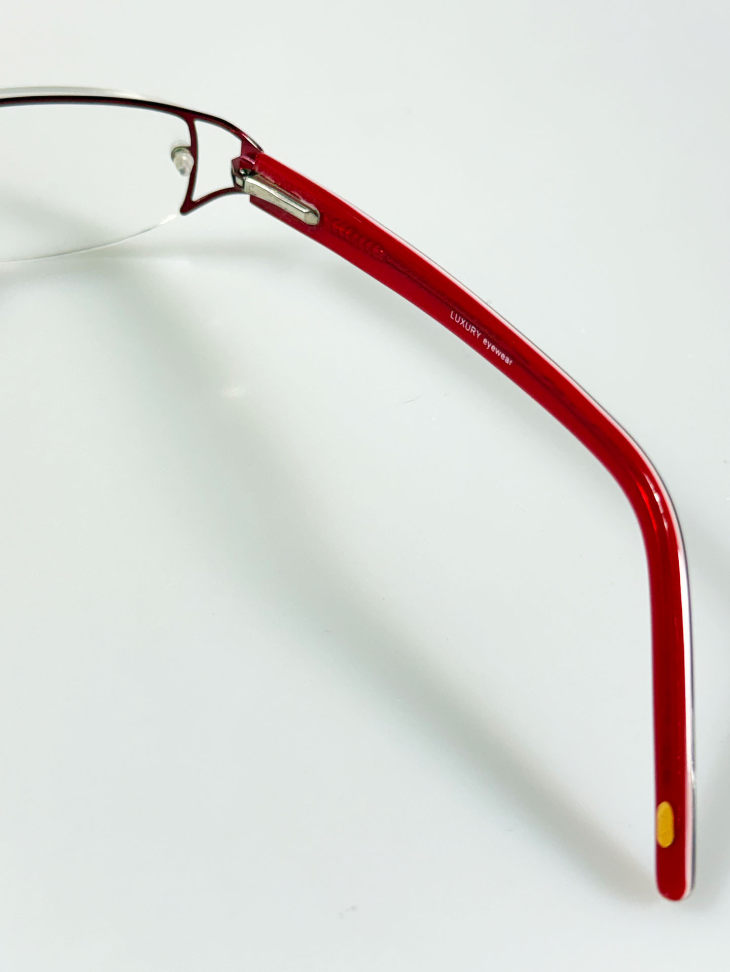 LUXURY EYEWEAR Burgundy Rimless Square Metal Glasses
