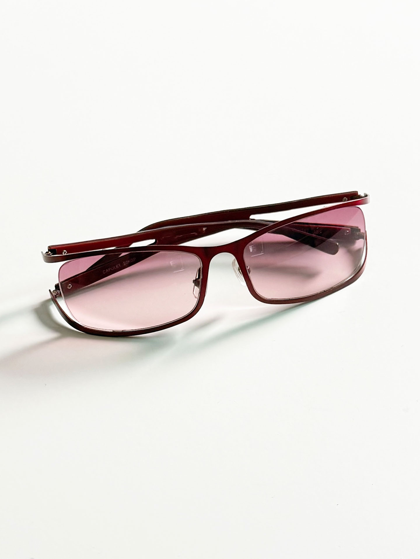 CAPULET Burgundy Red Square Metal Tint Sunglasses