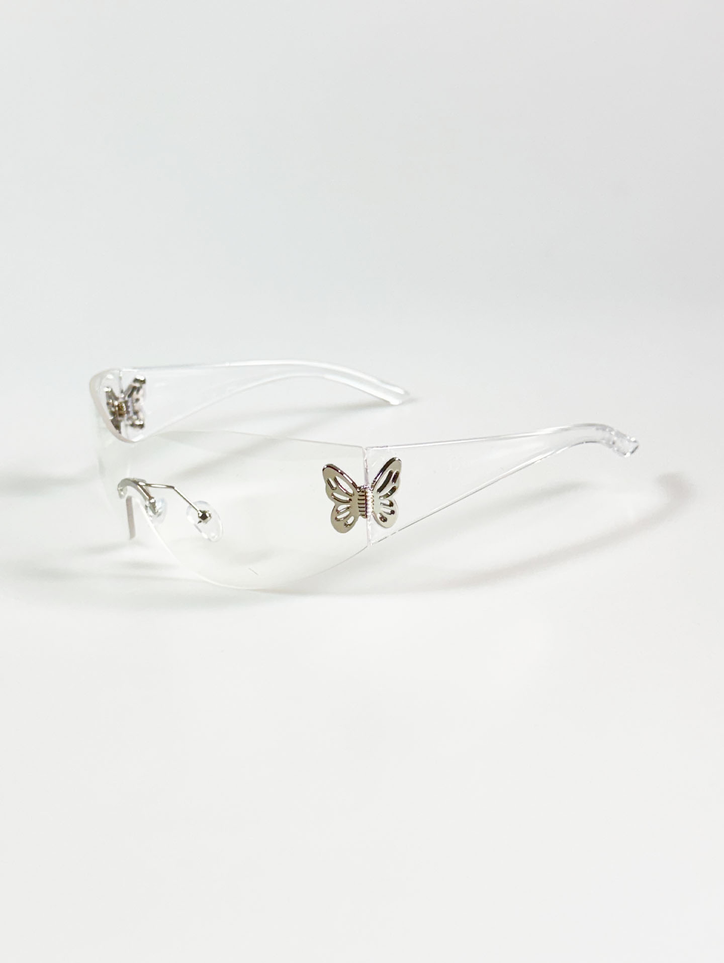 Rimless Shield Clear Lens Wraparound Sunglasses