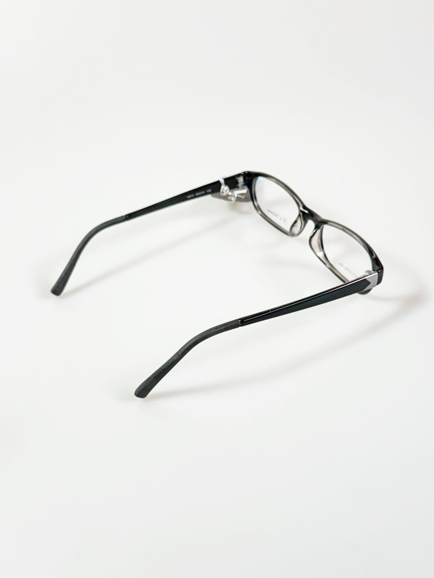 90's RUDOLPH VALENTINE Black Slim Square Horn-Rim Glasses