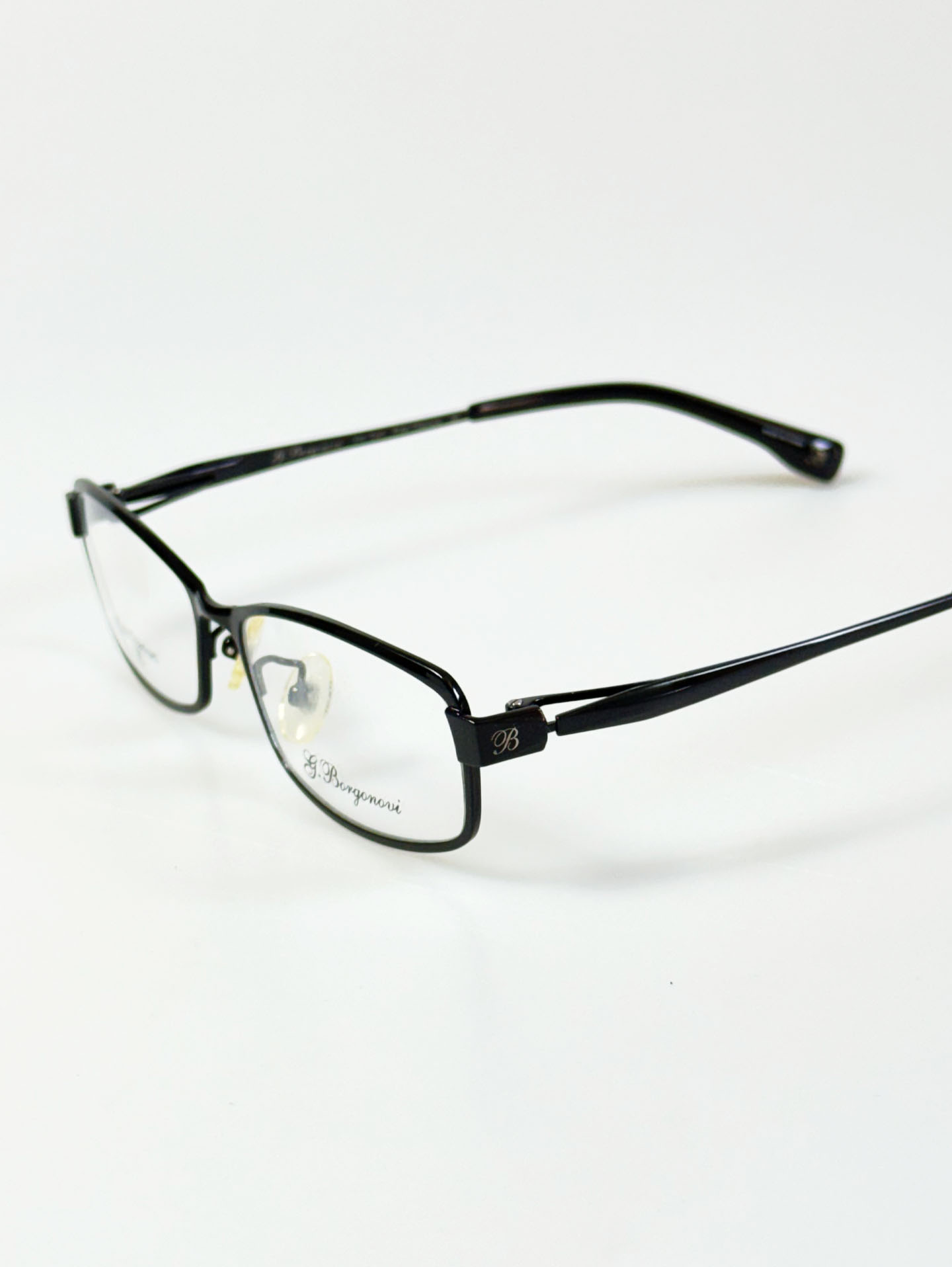 G. Borgonovi Black Pure Titanium Slim Square Frame Glasses