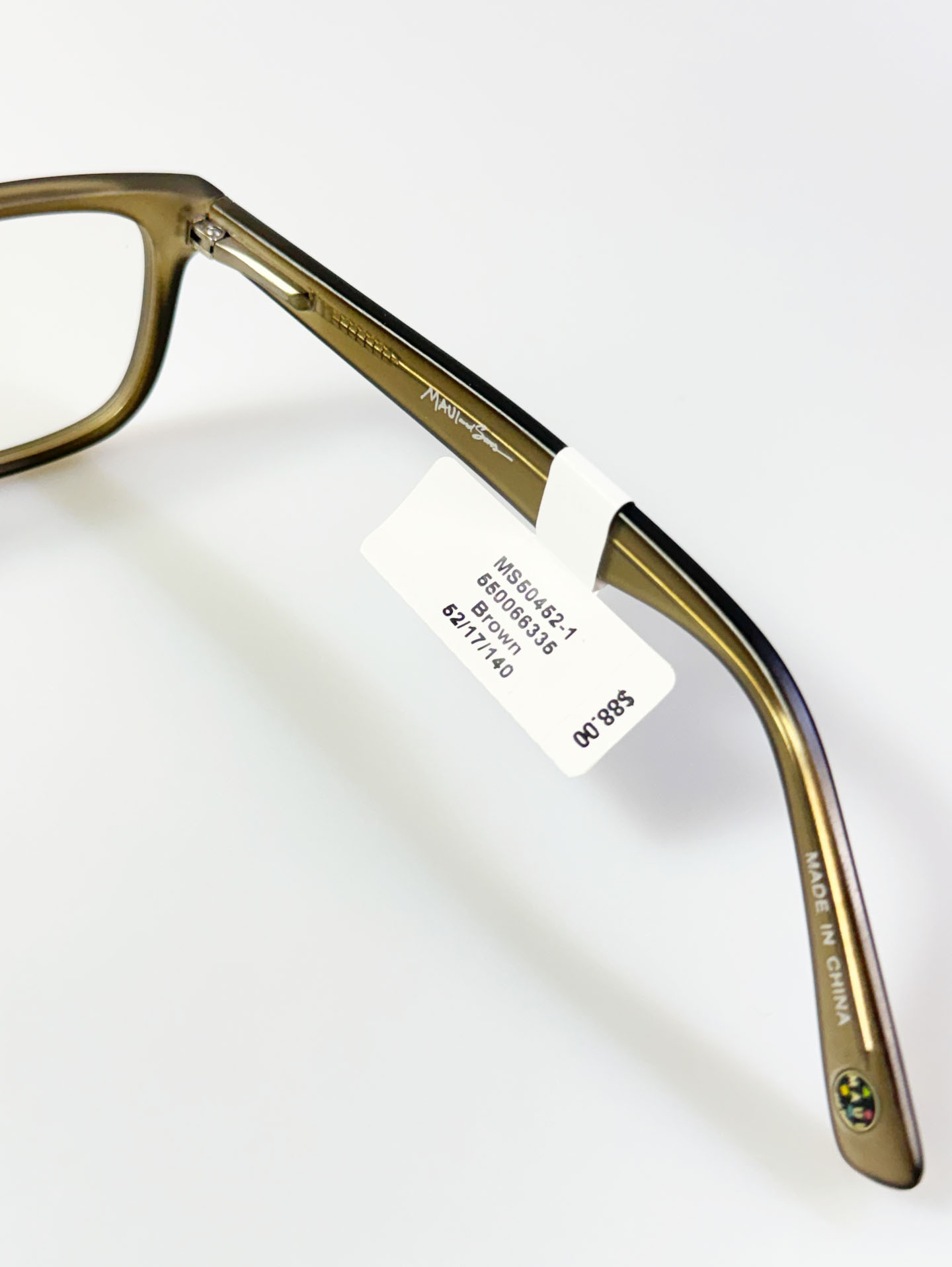 MAUI AND SONS Olive Clear Acetate Square Frame Glasses