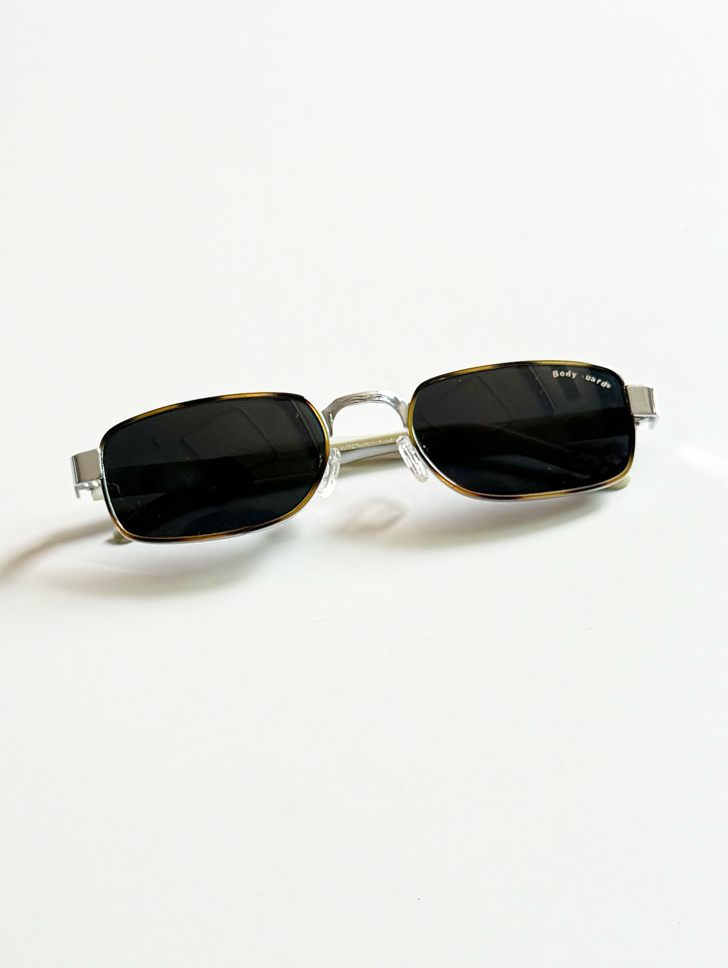 90's BODY GUARD Silver Slim Square Metal Sunglasses