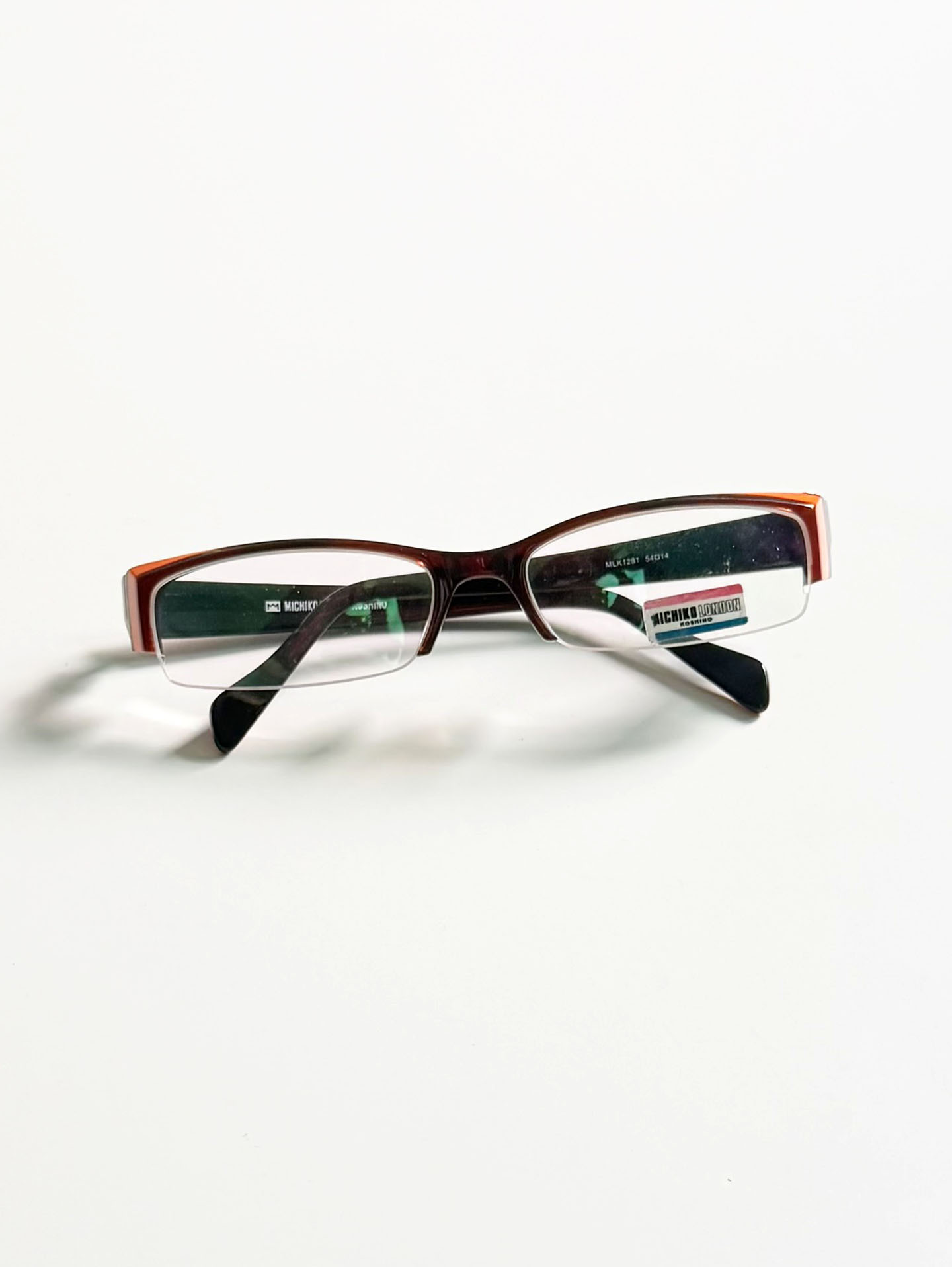 90's Michiko London Half-Rim Square Acetate Glasses