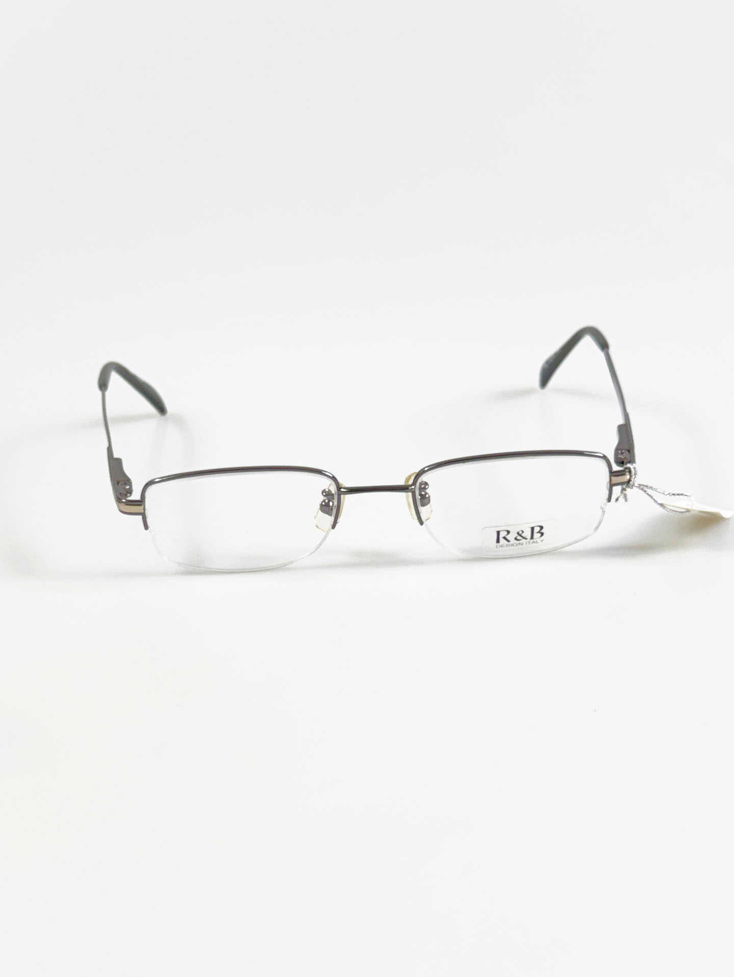 R&B EYEWEAR Semi-Rimless Gunmetal Square Glasses