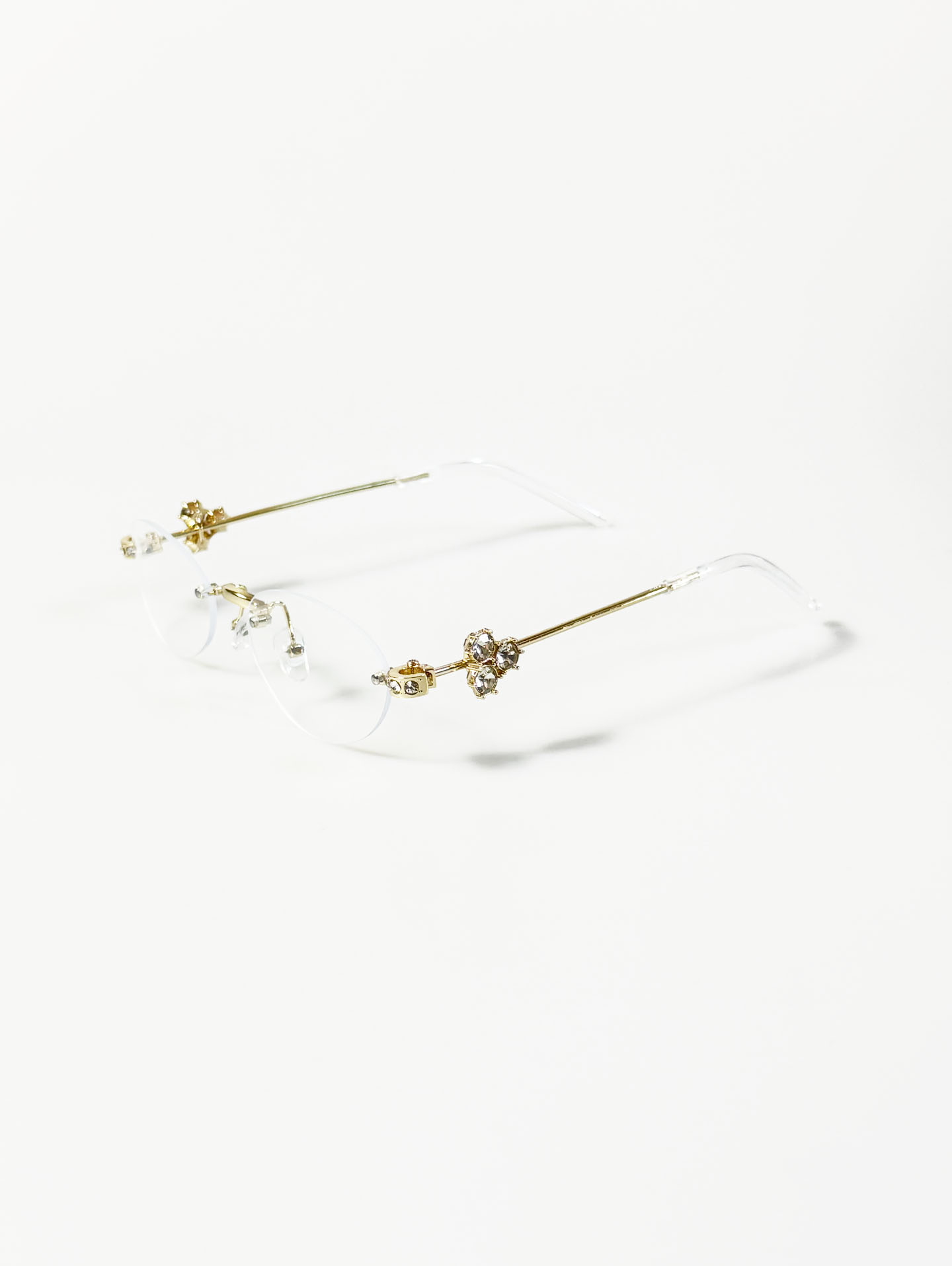 Gold Metal Rimless Oval Frame Glasses