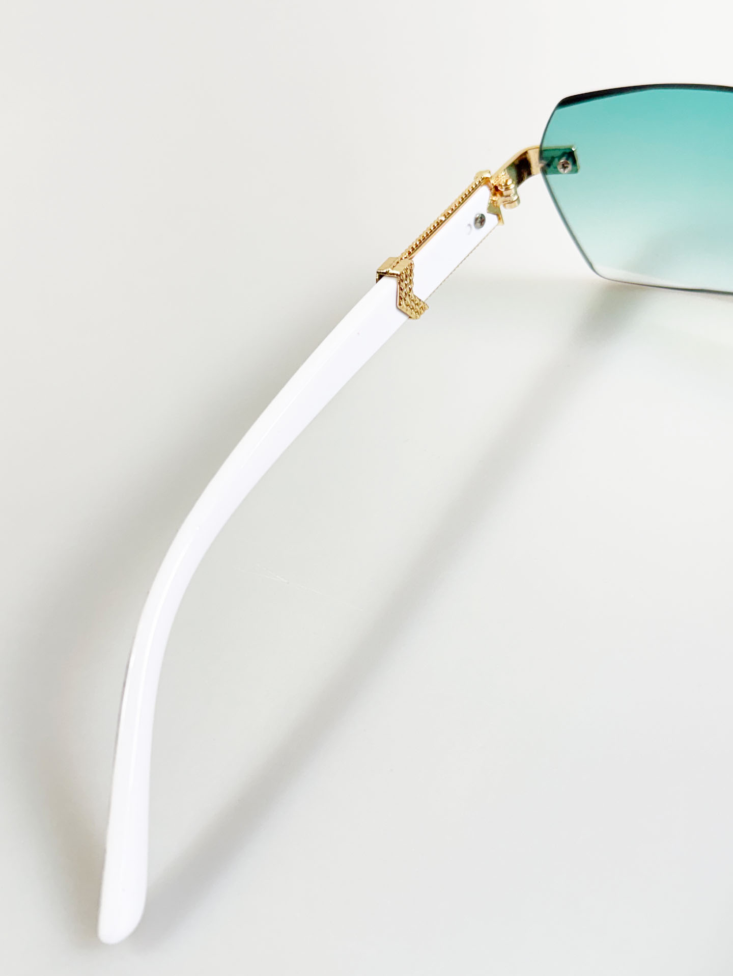 Aqua Green Gradient Rimless Square Frame Sunglasses