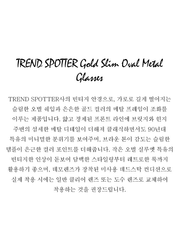 TREND SPOTTER Gold Slim Oval Metal Glasses