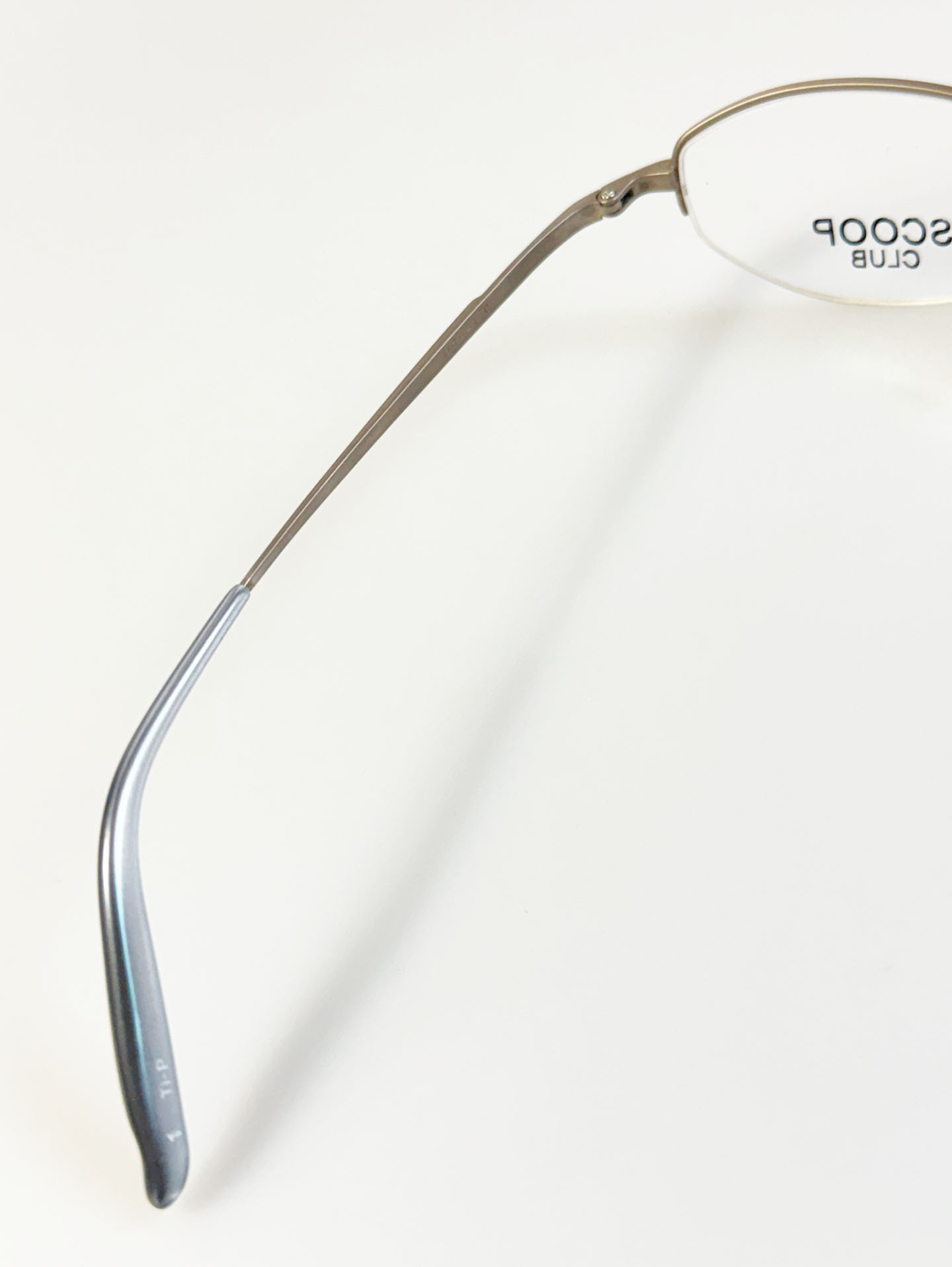 SCOOP CLUB Silver Titanium Oval Half-Rim Glasses