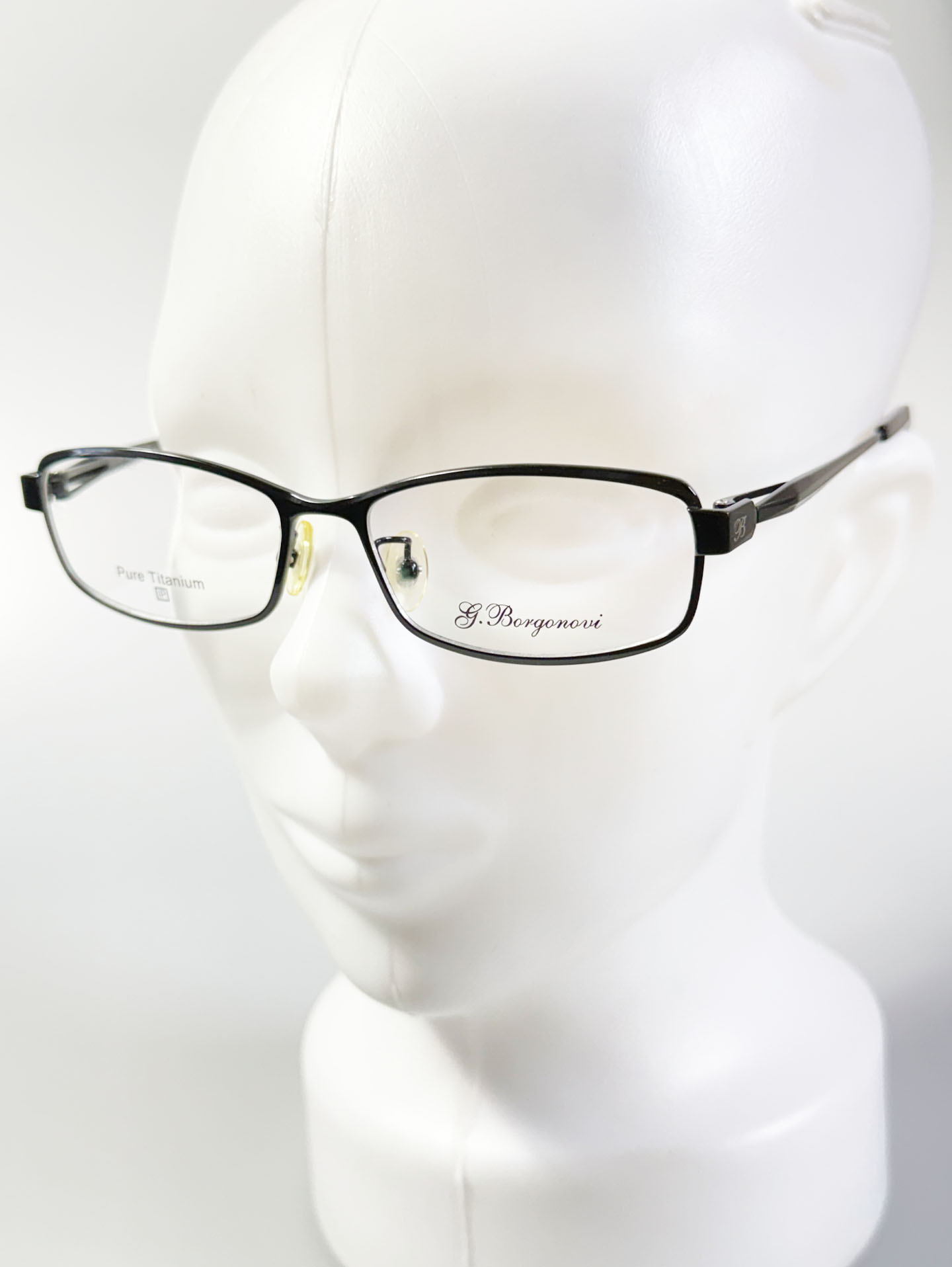 G. Borgonovi Black Pure Titanium Slim Square Frame Glasses