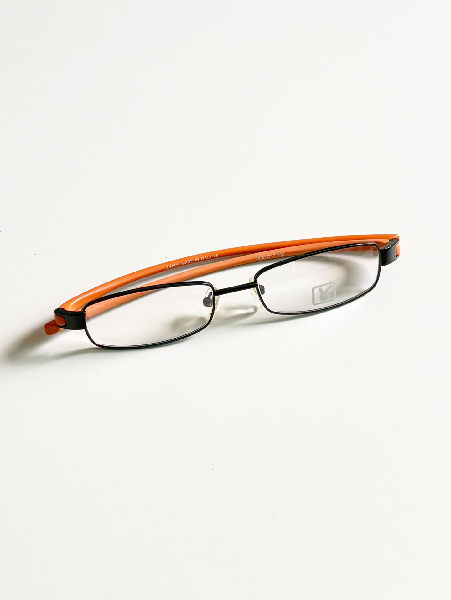 90's PLAYBOY Black Metal Slim Square Frame Glasses