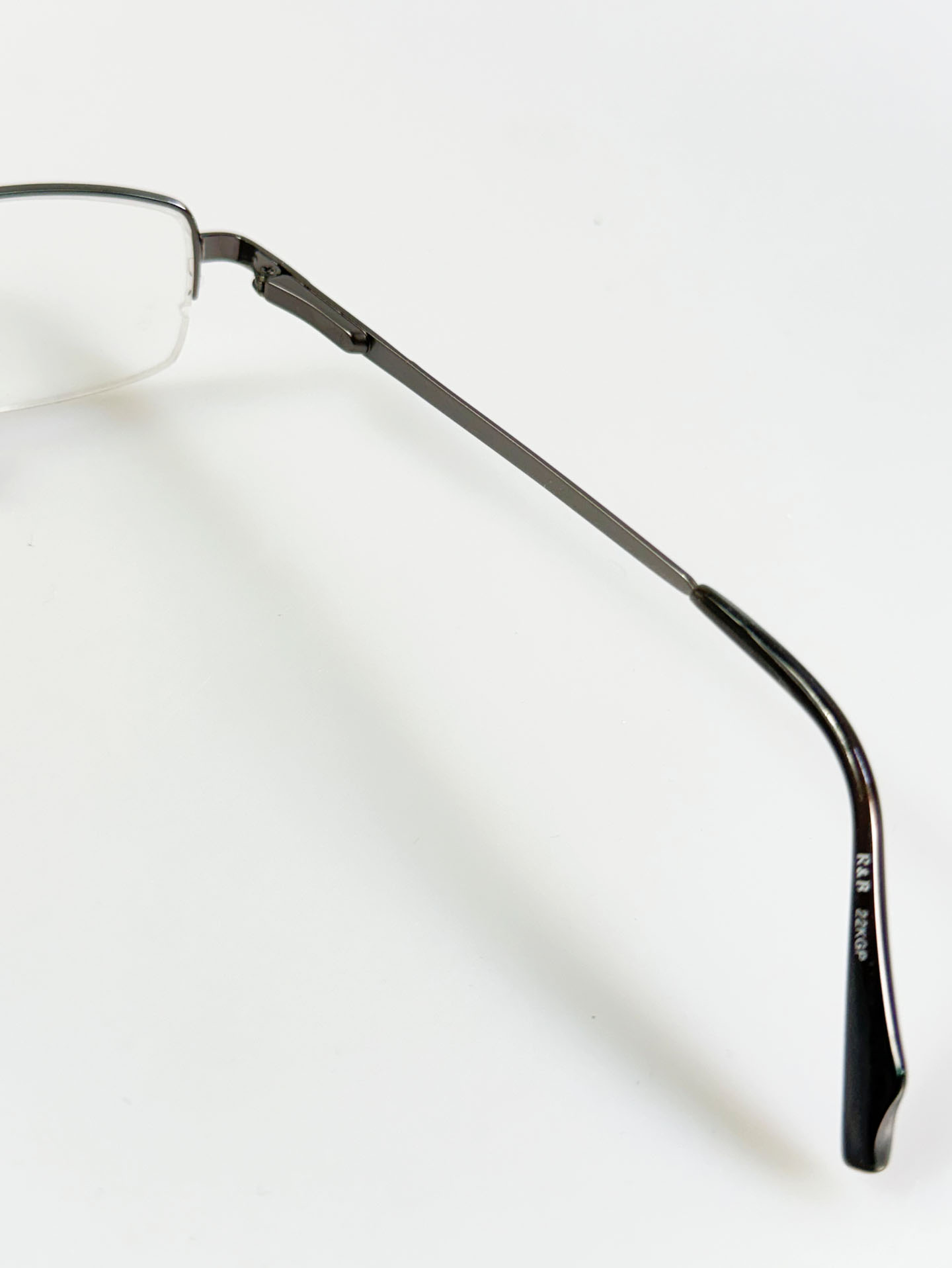 R&B EYEWEAR Semi-Rimless Gunmetal Square Glasses