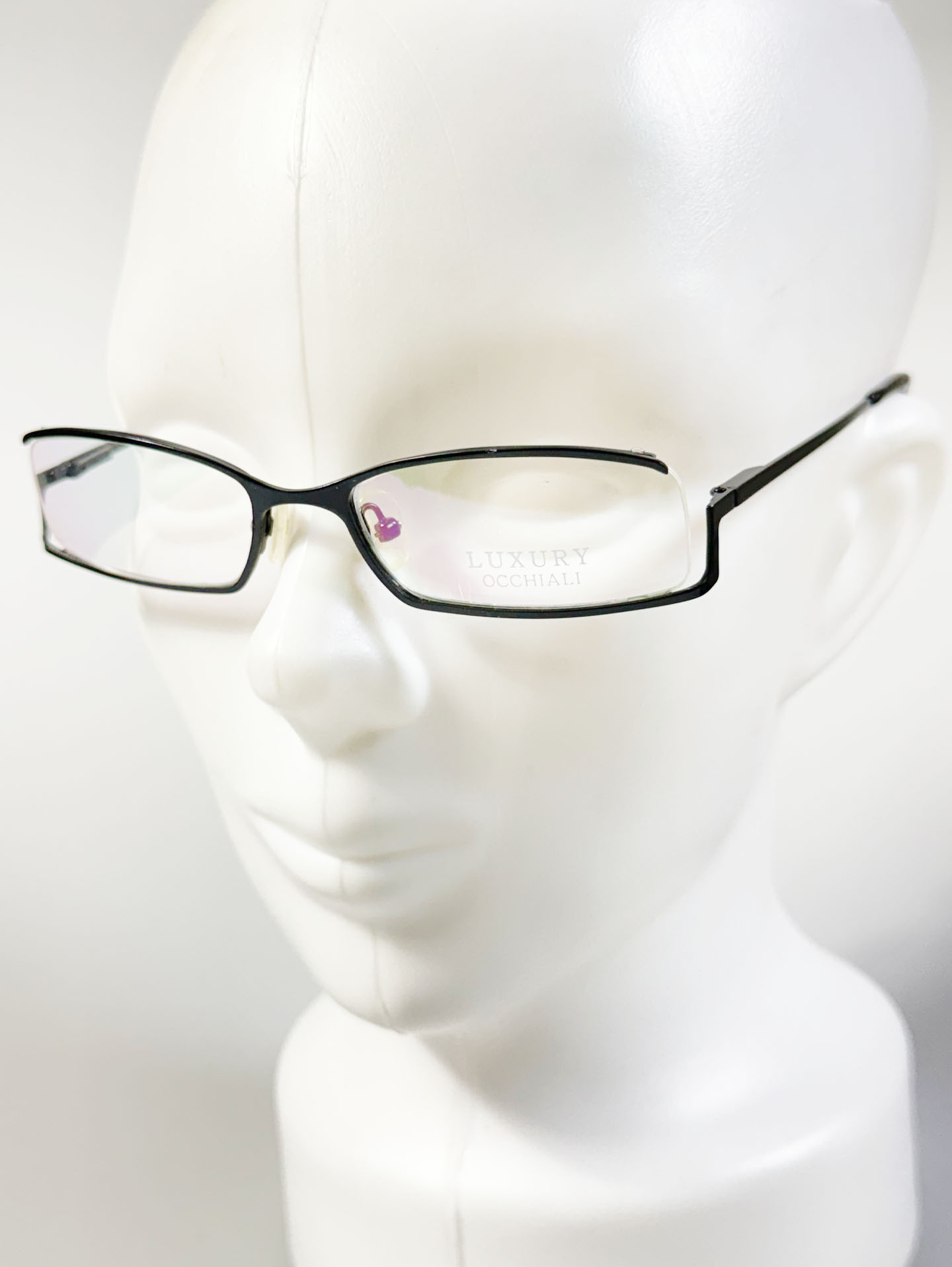 Luxury Occhiali Under-Rim Square Black Metal Frame Glasses