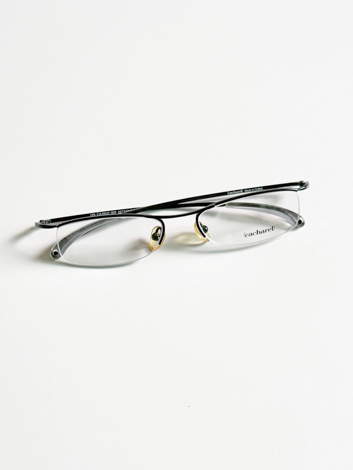 Cacharel Black Square Half-Rim Metal Frame Glasses
