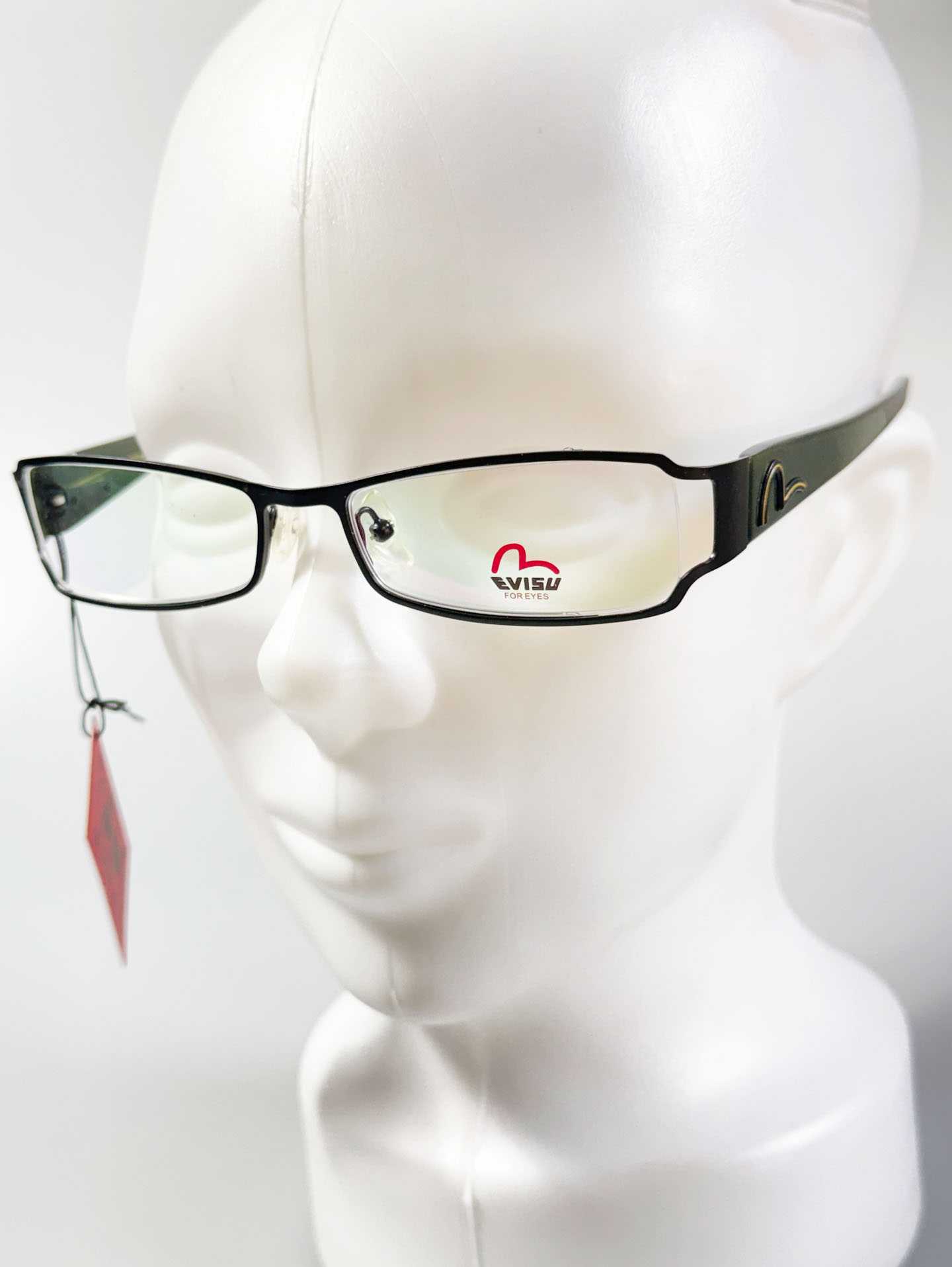 EVISU Black & Dark Green Slim Square Combination Frame Glasses
