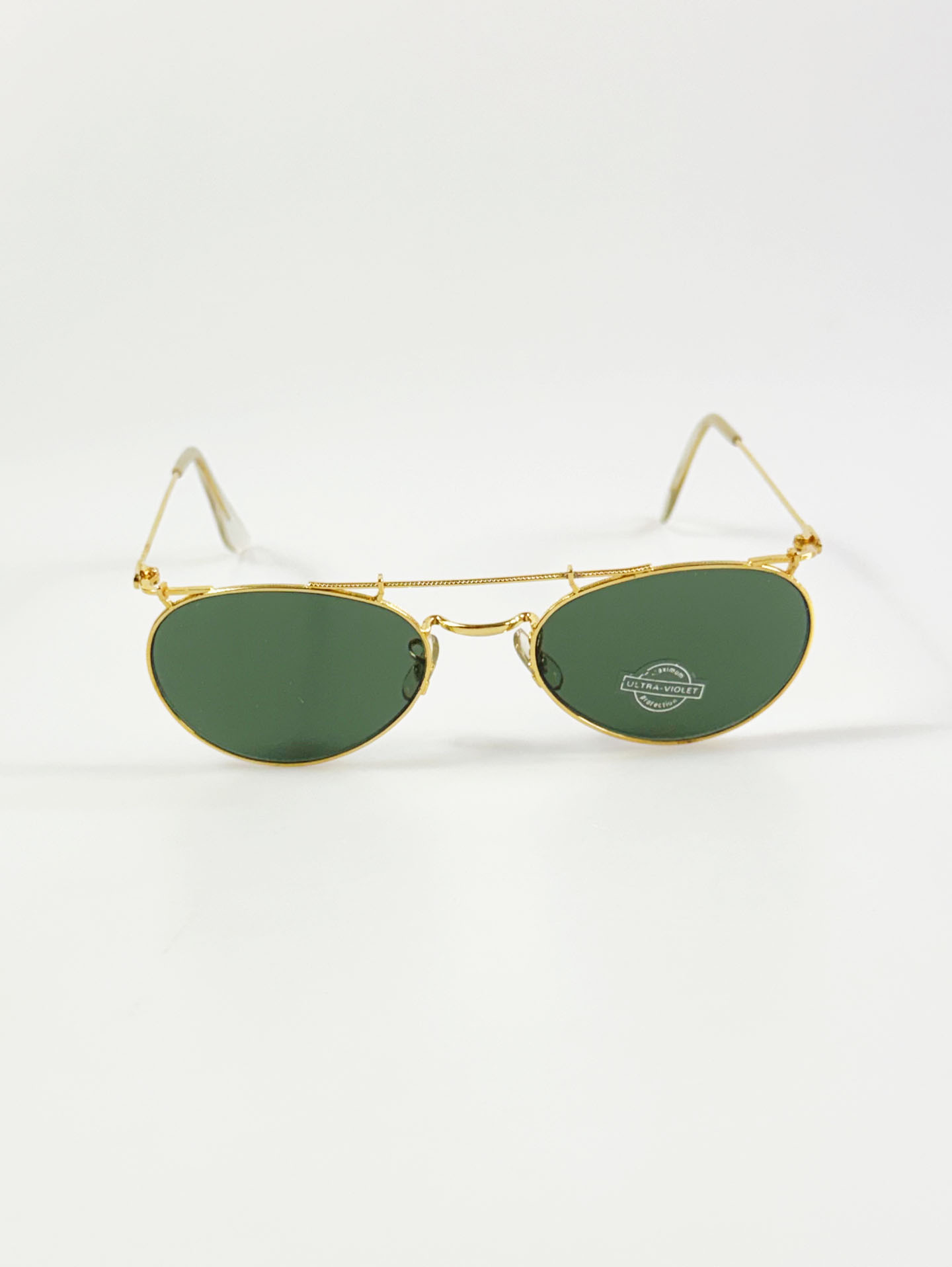 90’s Double Bridge Gold Metal Oval Sunglasses