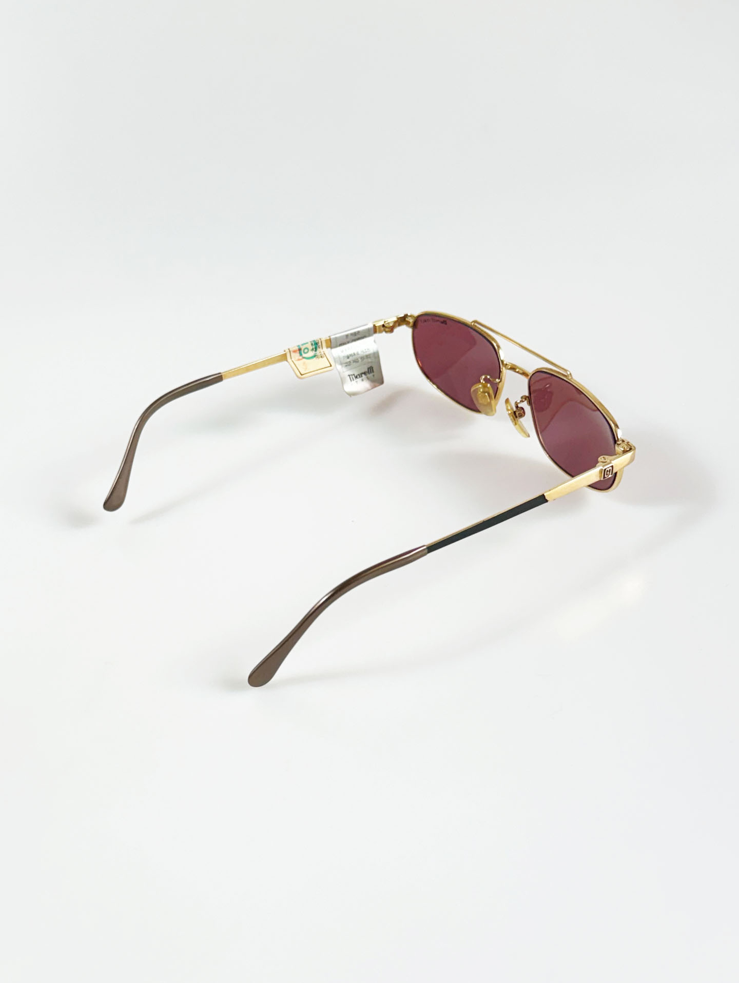 90's Marelli Italy Double Bridge Gold Metal Square Tint Sunglasses