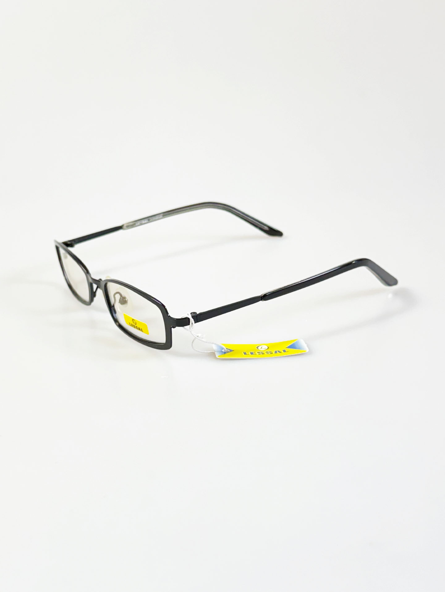 LESSAL Black Slim Square Metal Frame Glasses