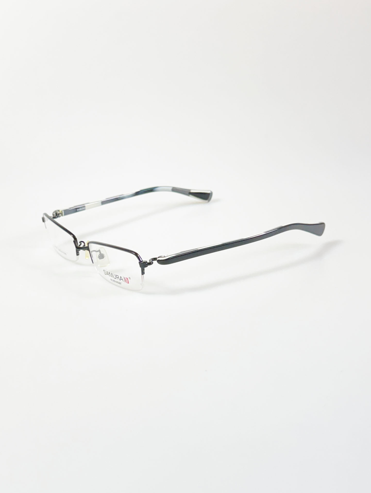 SAMURAI Eyewear Black Half Rim Square Metal Frame Glasses