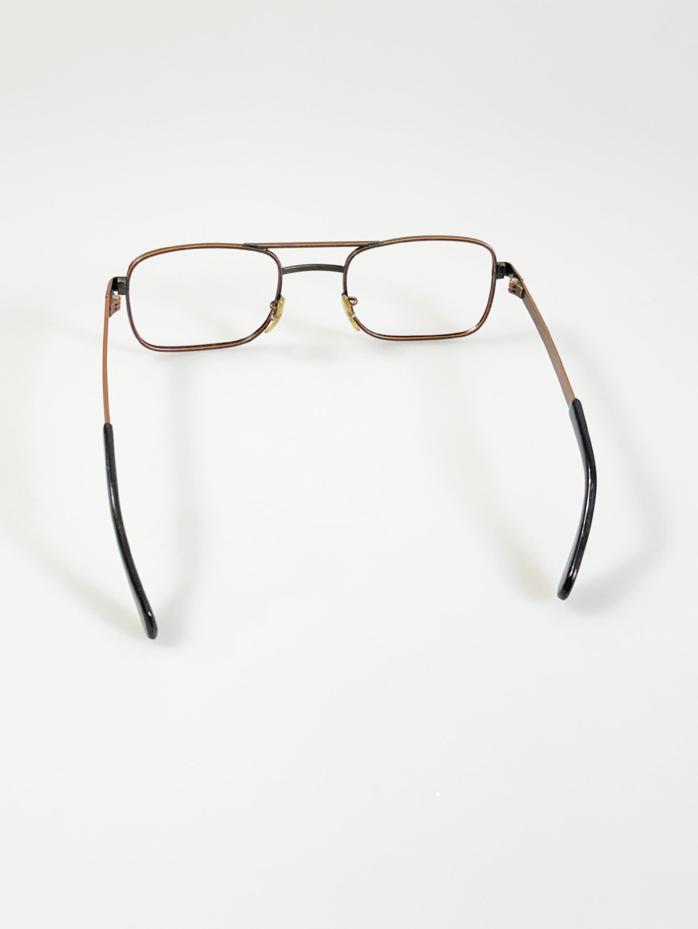 90's UNIVERSAL Antique Brown Square Aviator Metal Frame Glasses