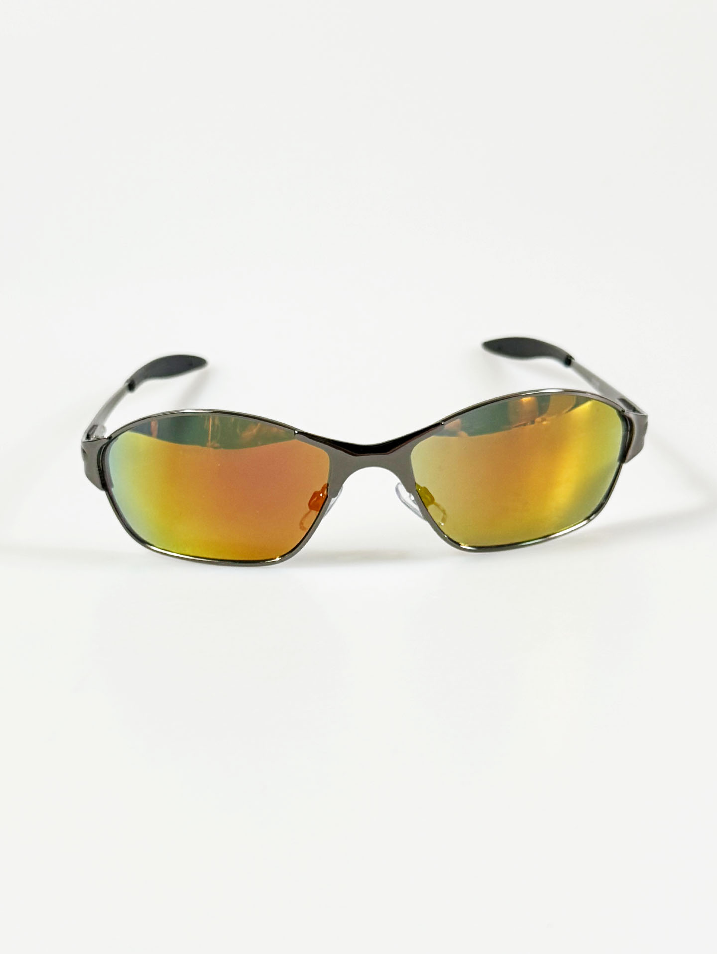 Gunmetal Wraparound Square Mirrored Sunglasses
