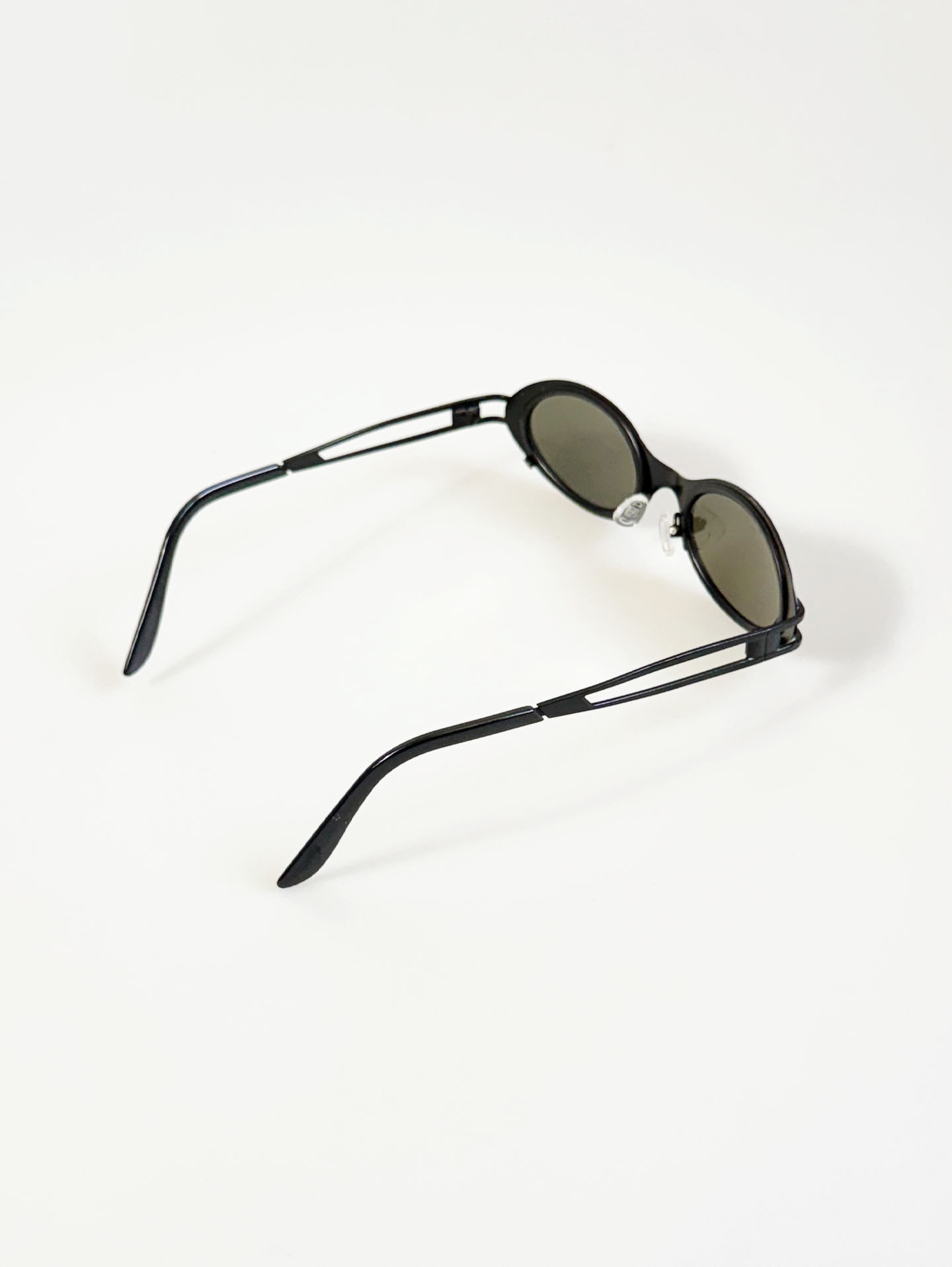 90's DIAVOLO Black Slim Oval Metal Frame Sunglasses
