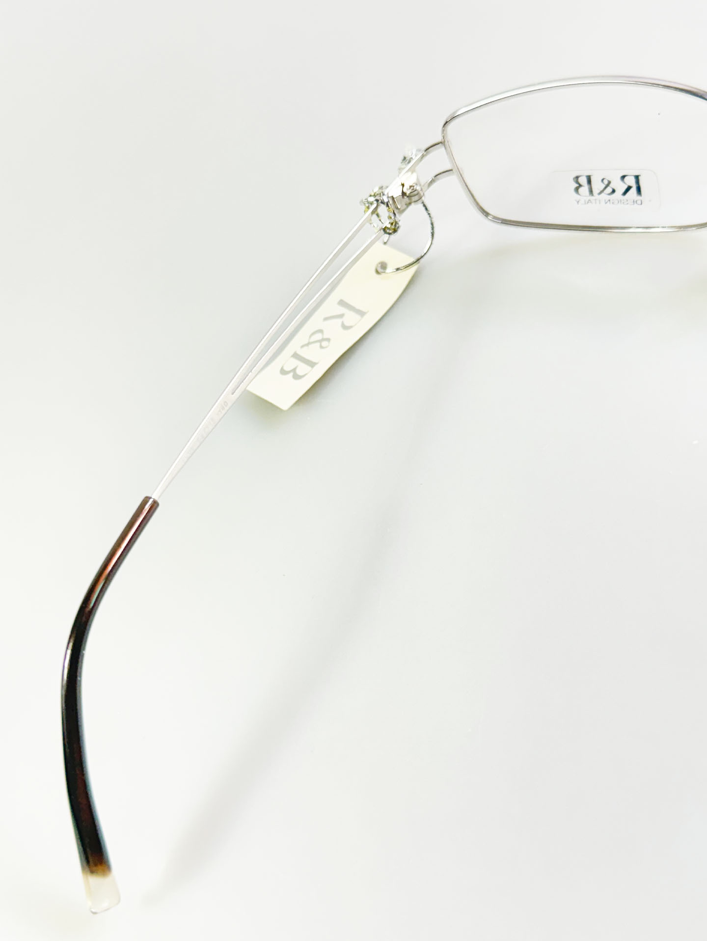 R&B Eyewear Silver Slim Square Metal Glasses