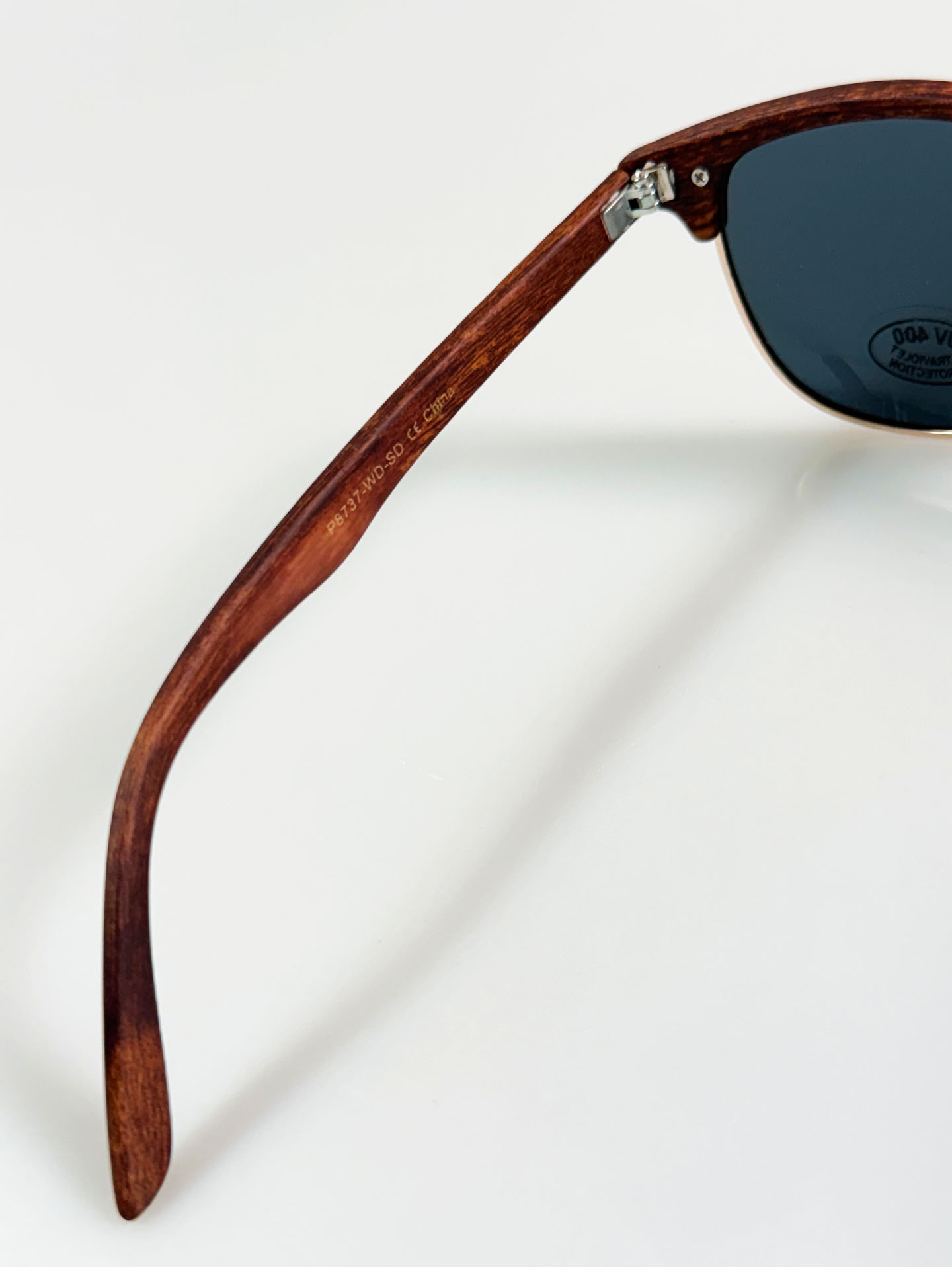 Chestnut Woodgrain Clubmaster Half-Rim Sunglasses