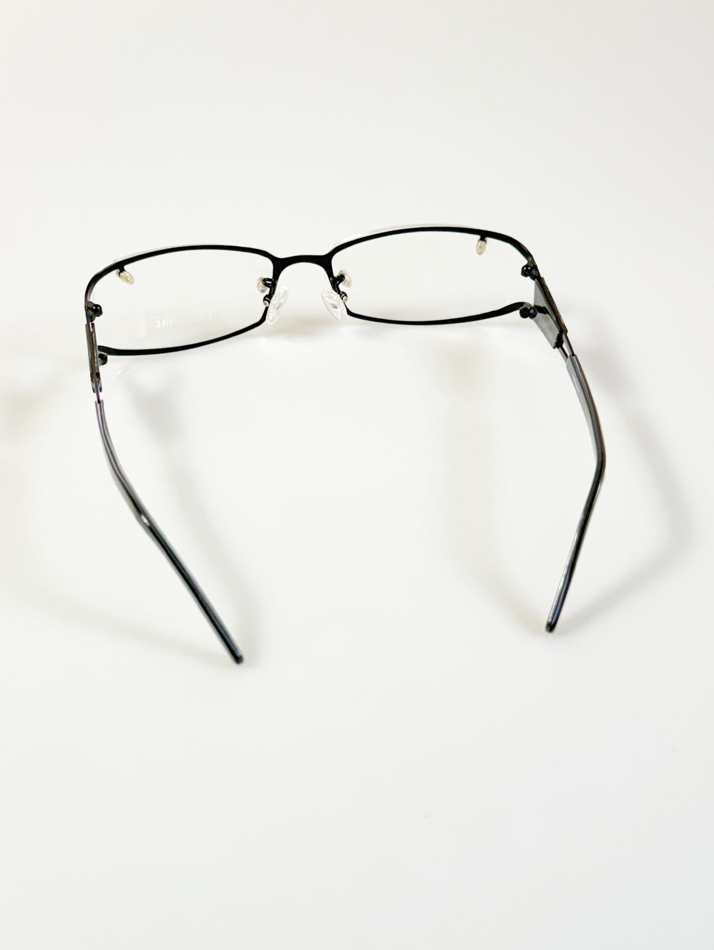 FABI ANNE Black Geometric Slim Square Metal Frame Glasses