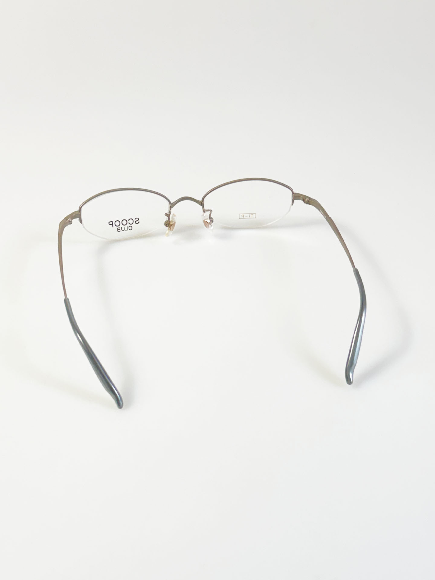 SCOOP CLUB Silver Titanium Oval Half-Rim Glasses