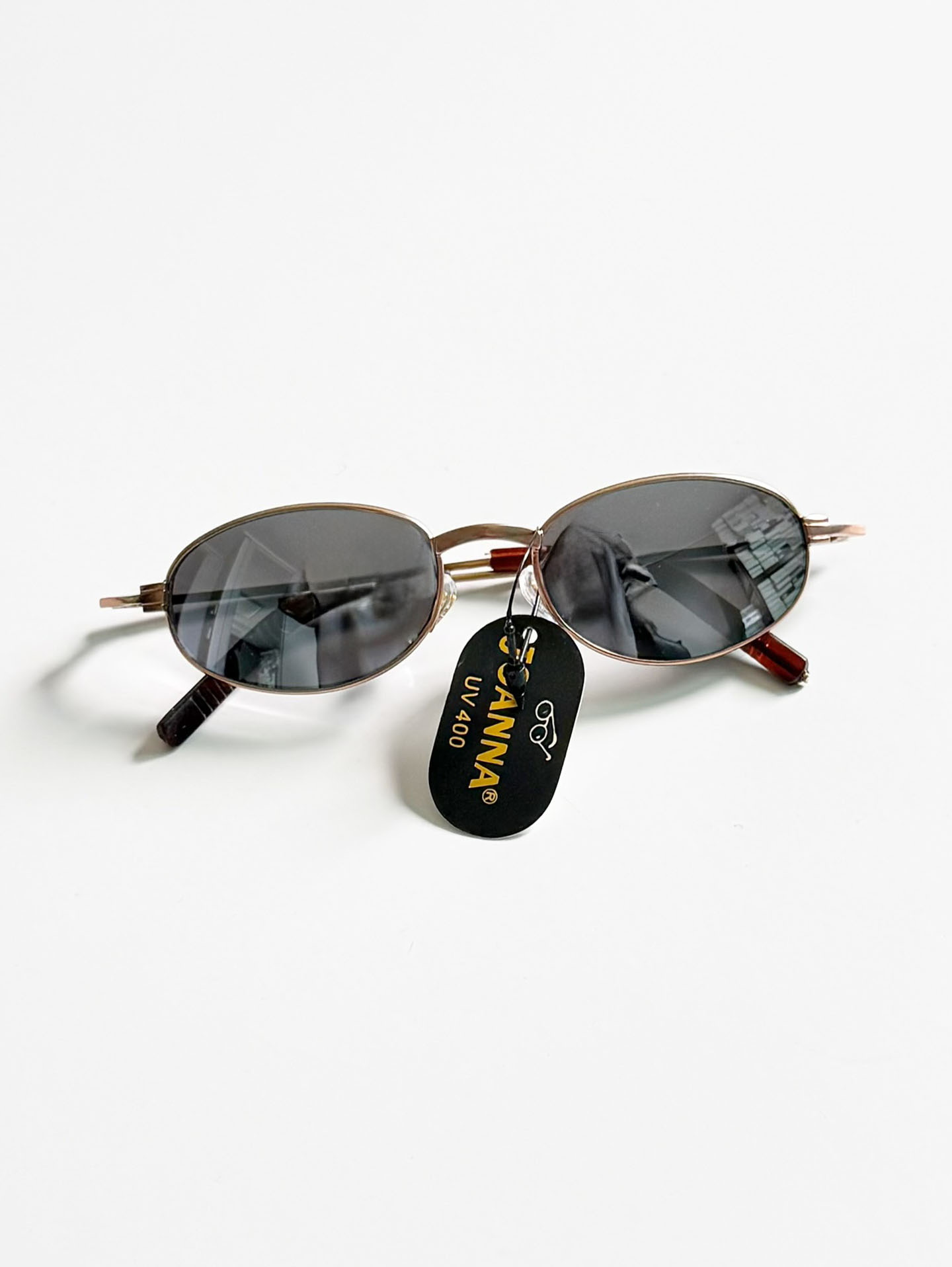 90's JOANNA Rose Gold Slim Oval Metal Sunglasses