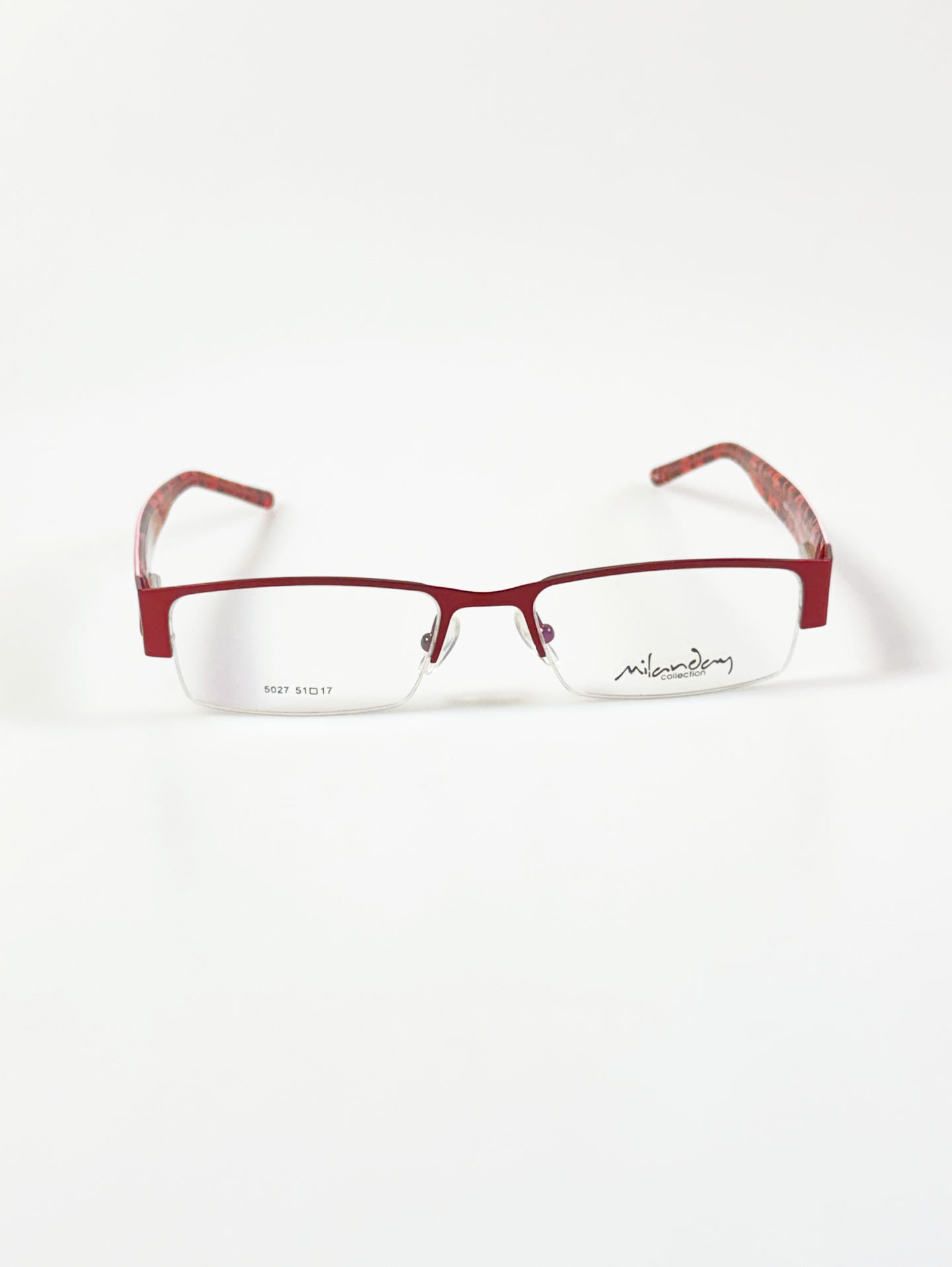 Milanday Half Rim Square Red Metal Frame Glasses