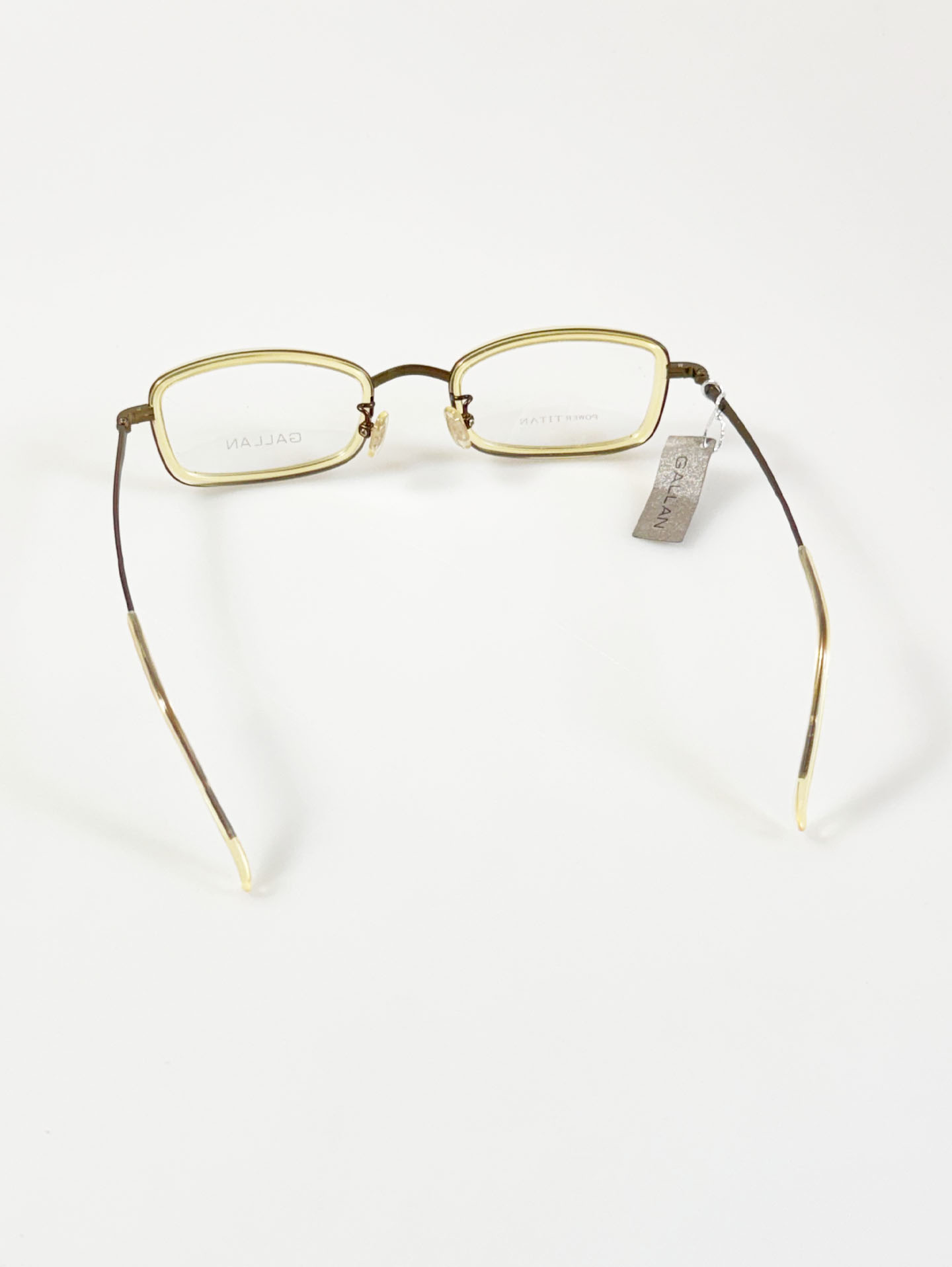 GALLAN Brown Titanium Square Combination Frame Glasses