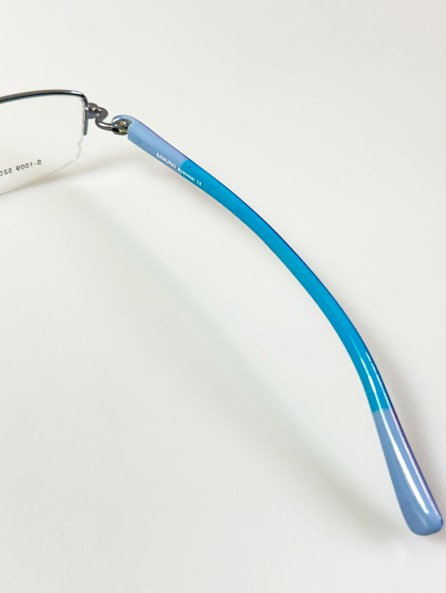 SAMURAI Eyewear Blue Half Rim Square Metal Frame Glasses