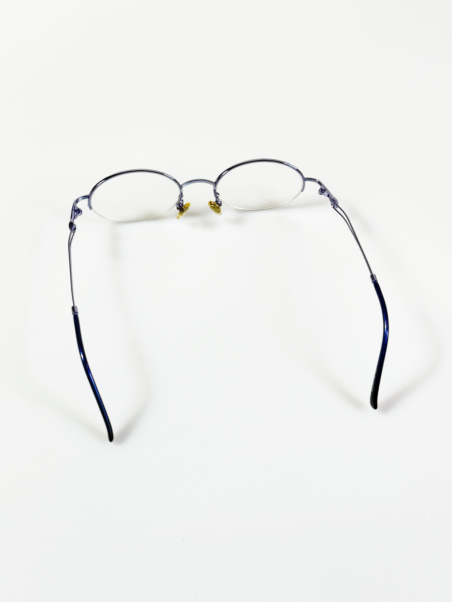 IINTOO Slim Oval Half-Rim Light Blue Metal Frame Glasses