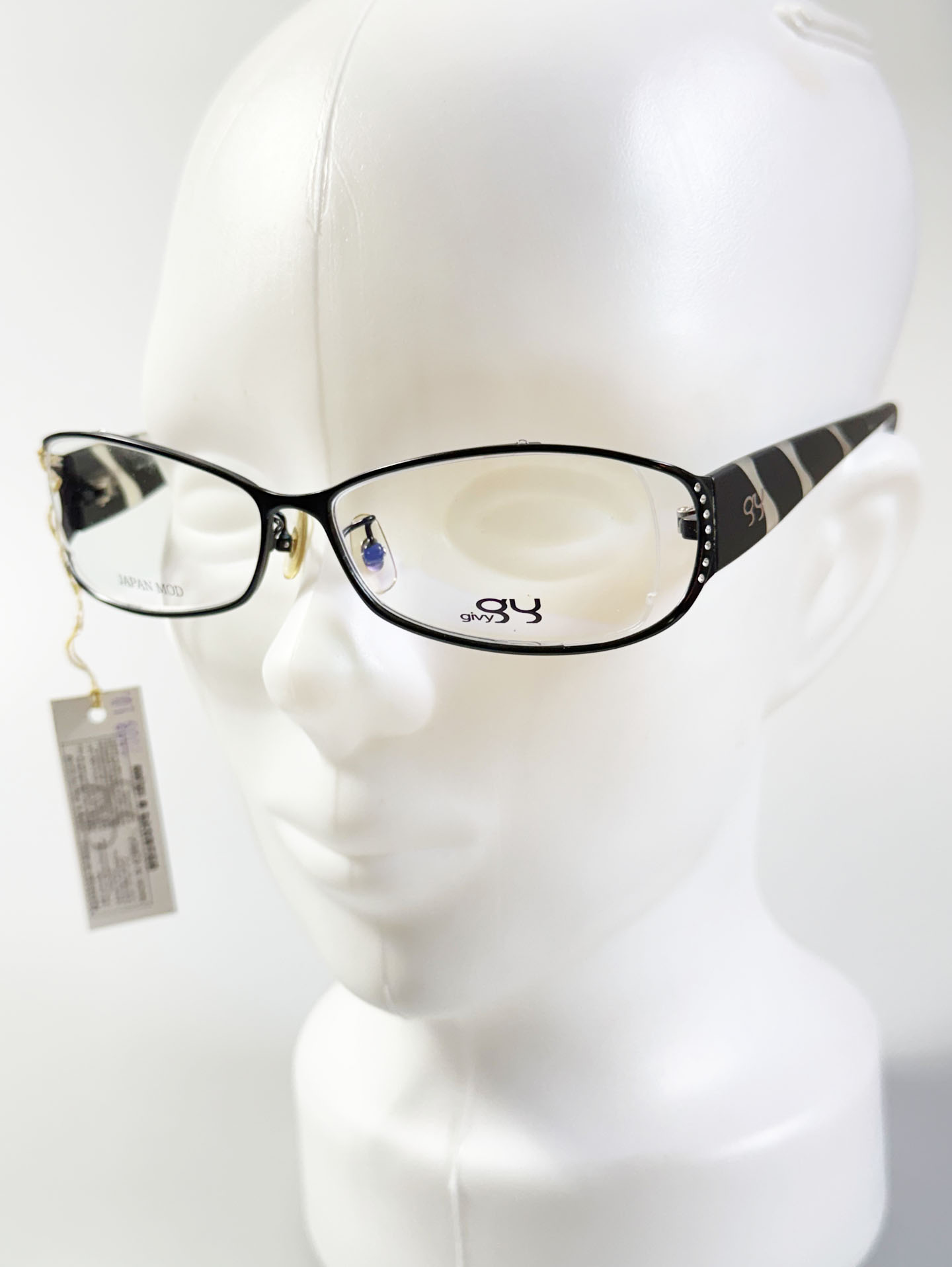 GIVY Black Slim Square Metal Frame Glasses