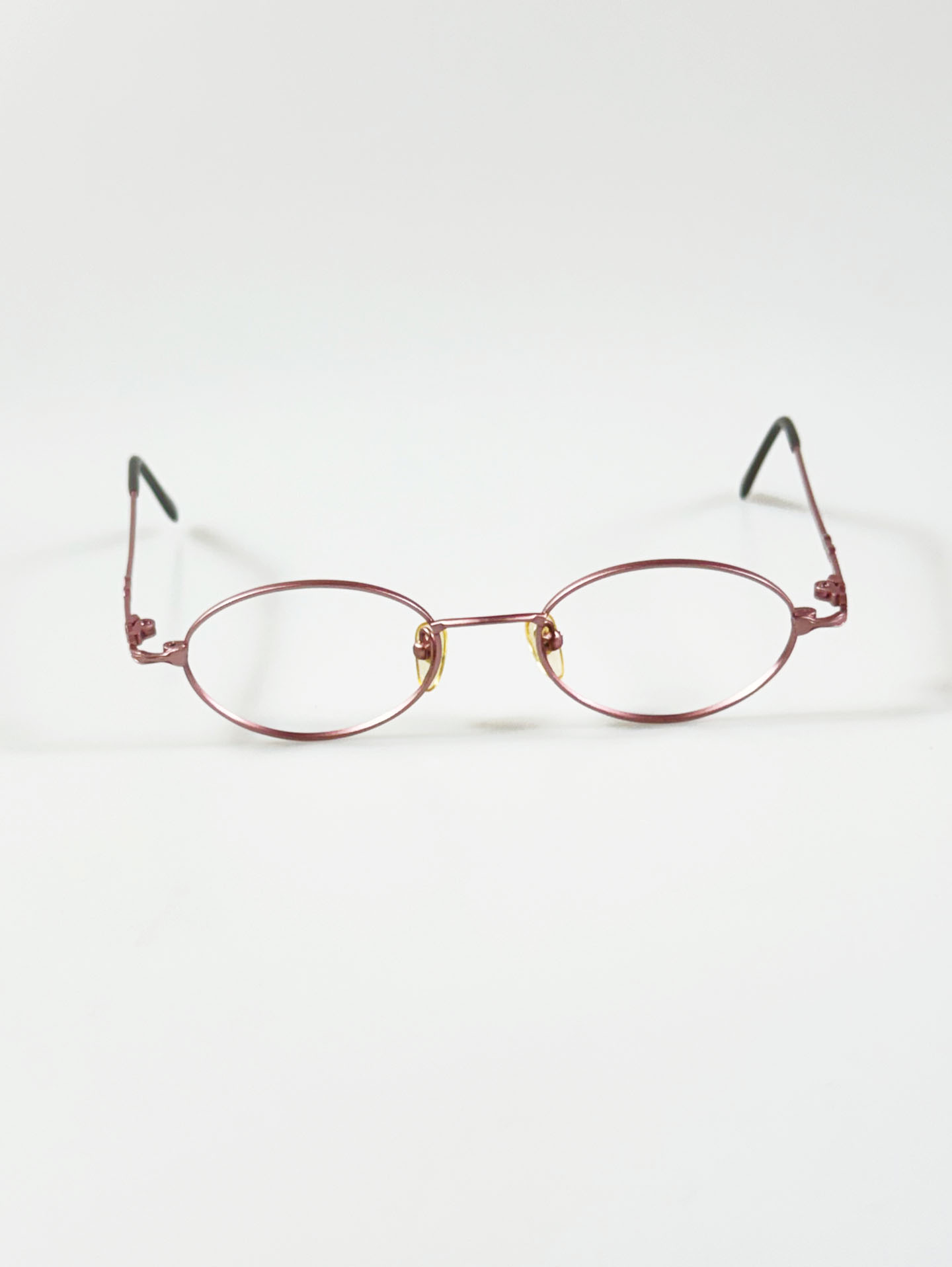 90's TORTOISE Pink Slim Oval Metal Glasses