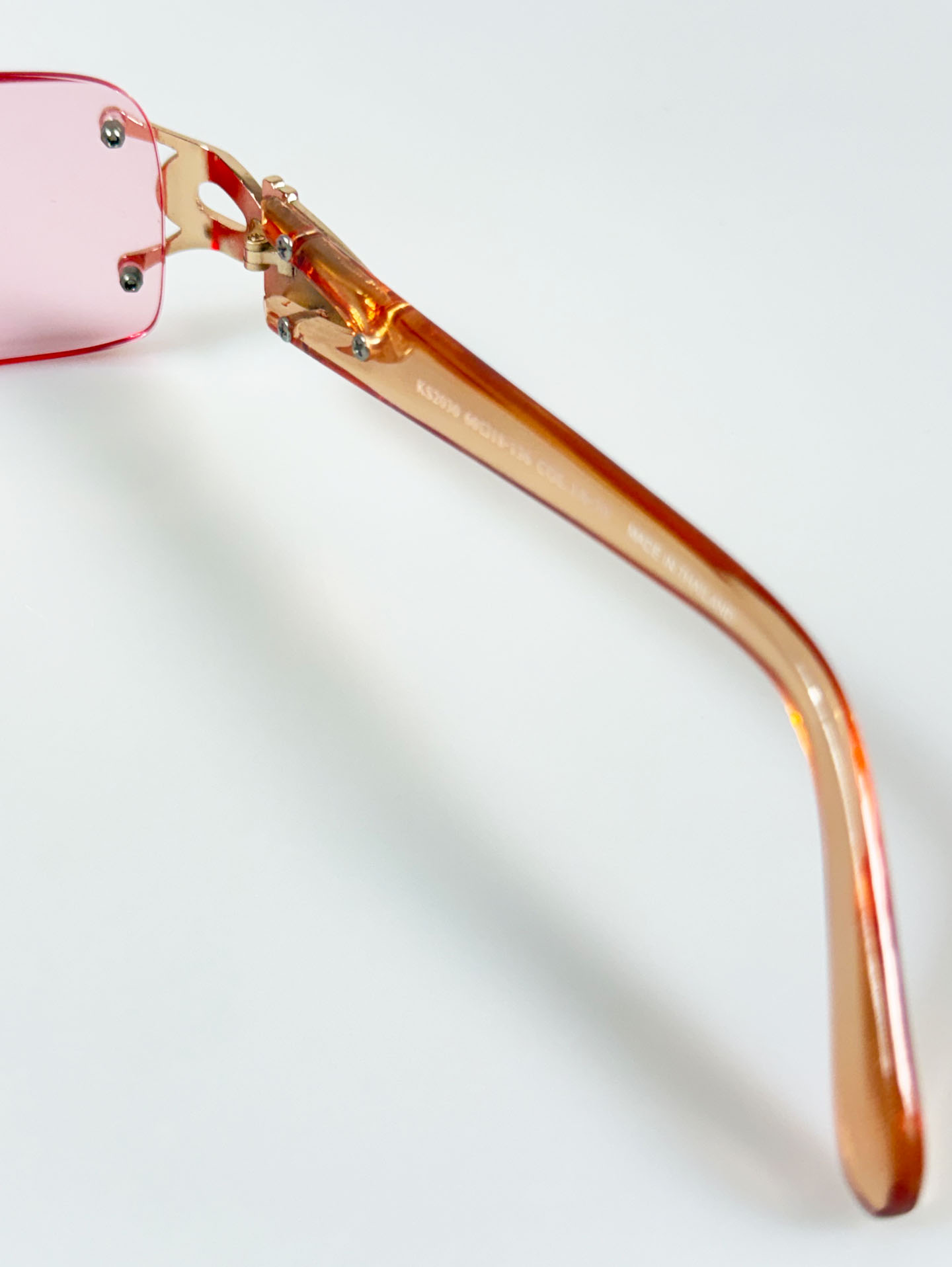 90's CROCOKIDS Pink Rimless Square Metal Tint Sunglasses