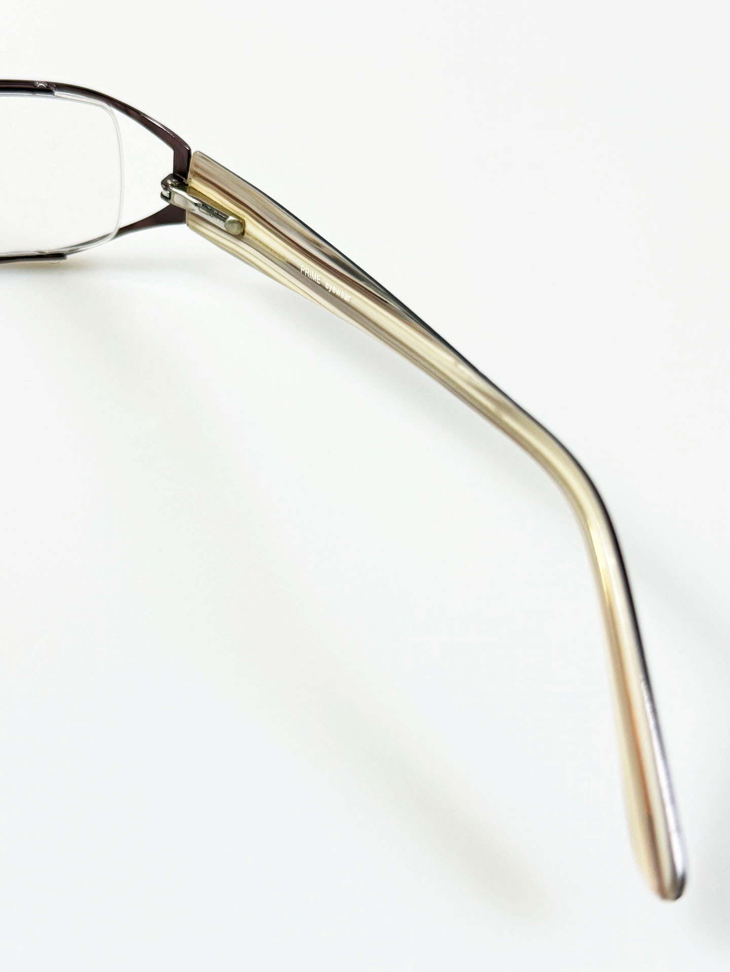 PRIME EYEWEAR Brown Slim Square Metal Frame Glasses