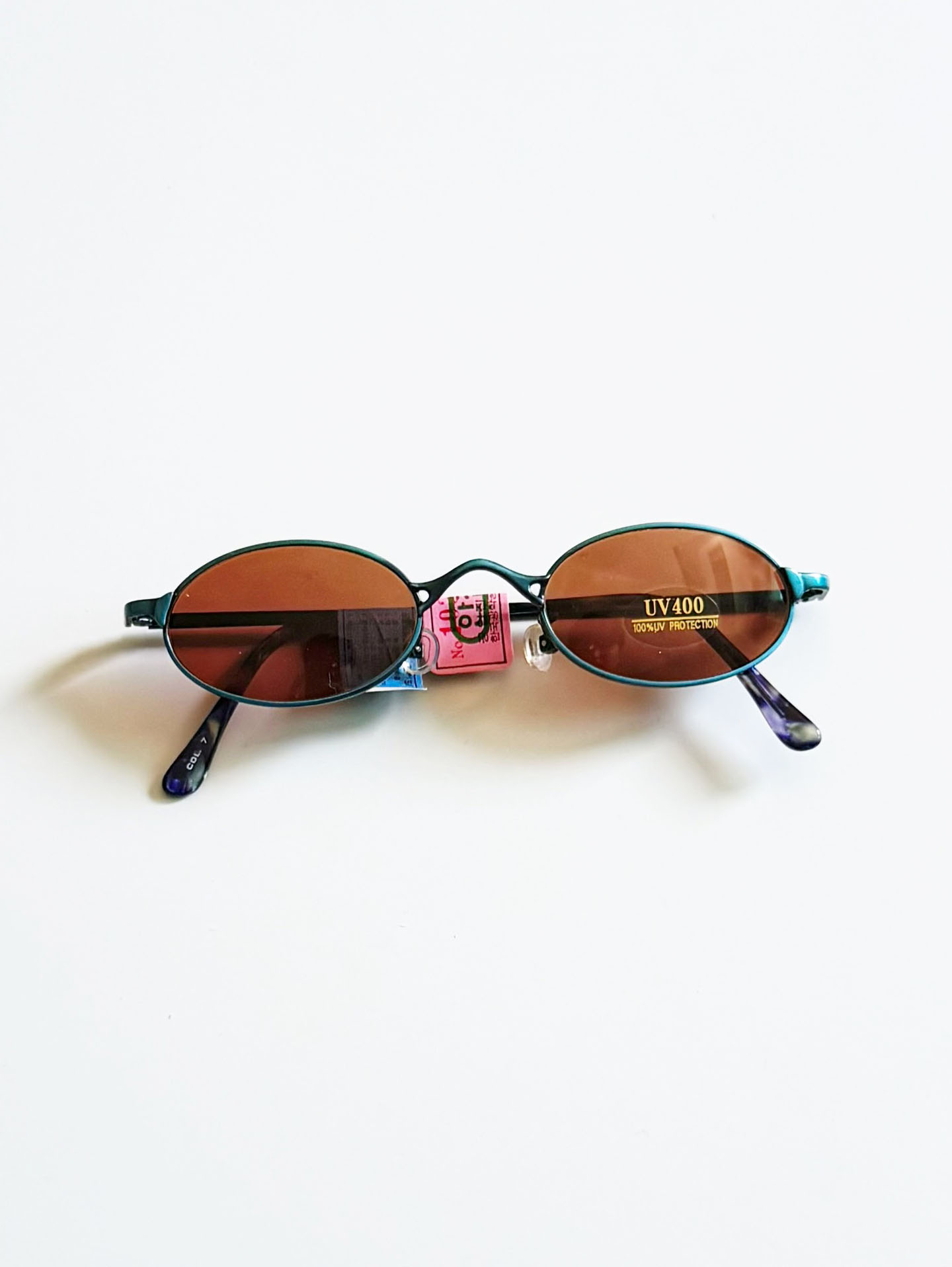 90's Christian Kevin Slim Oval Deep Blue Metal Frame Sunglasses
