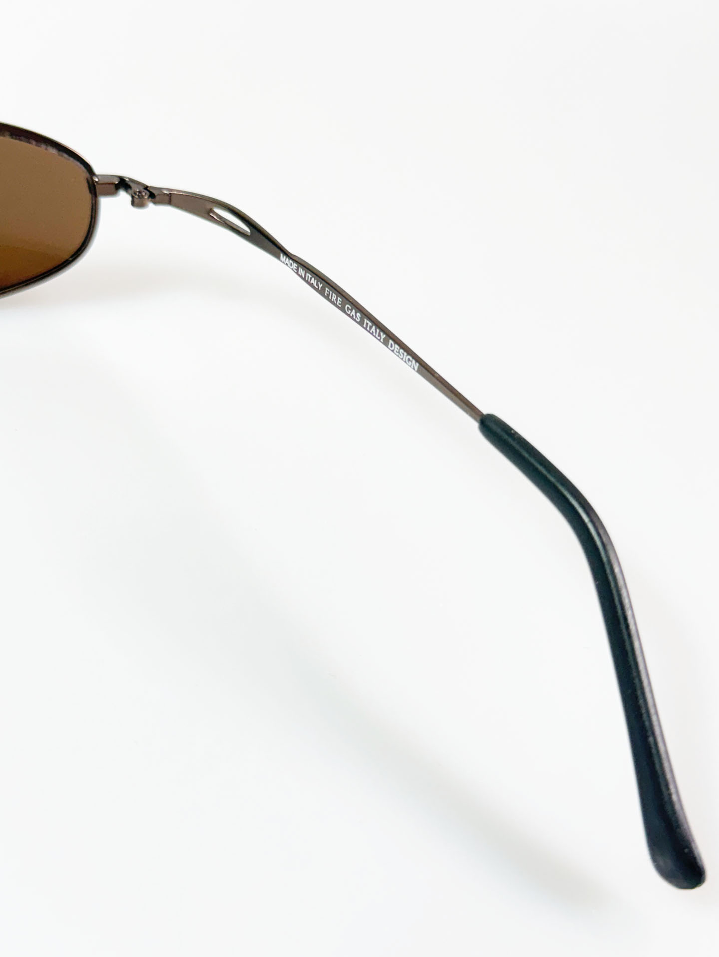 90's FIRE GAS Slim Oval Brown Metal Frame Titned Sunglasses