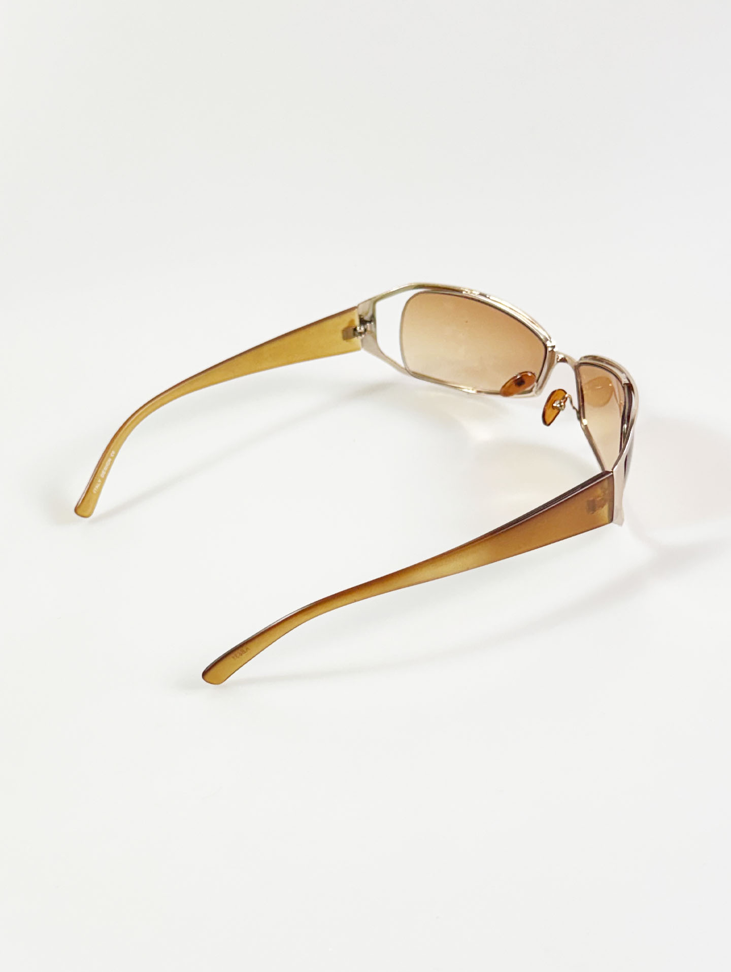 Champagne Gold Wraparound Square Metal Tint Sunglasses