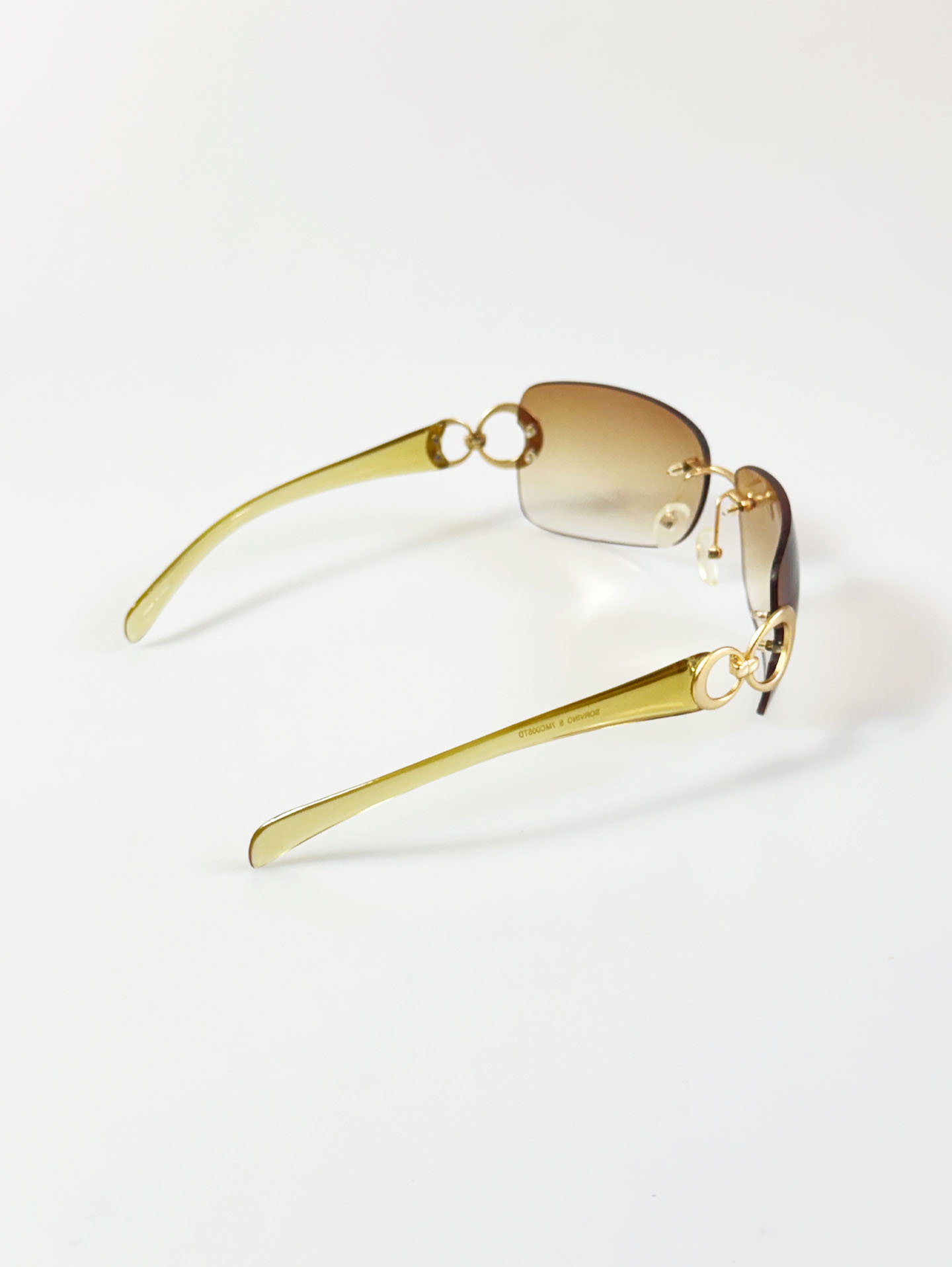 SOLVINO Gold Rimless Square Gradient Tint Sunglasses