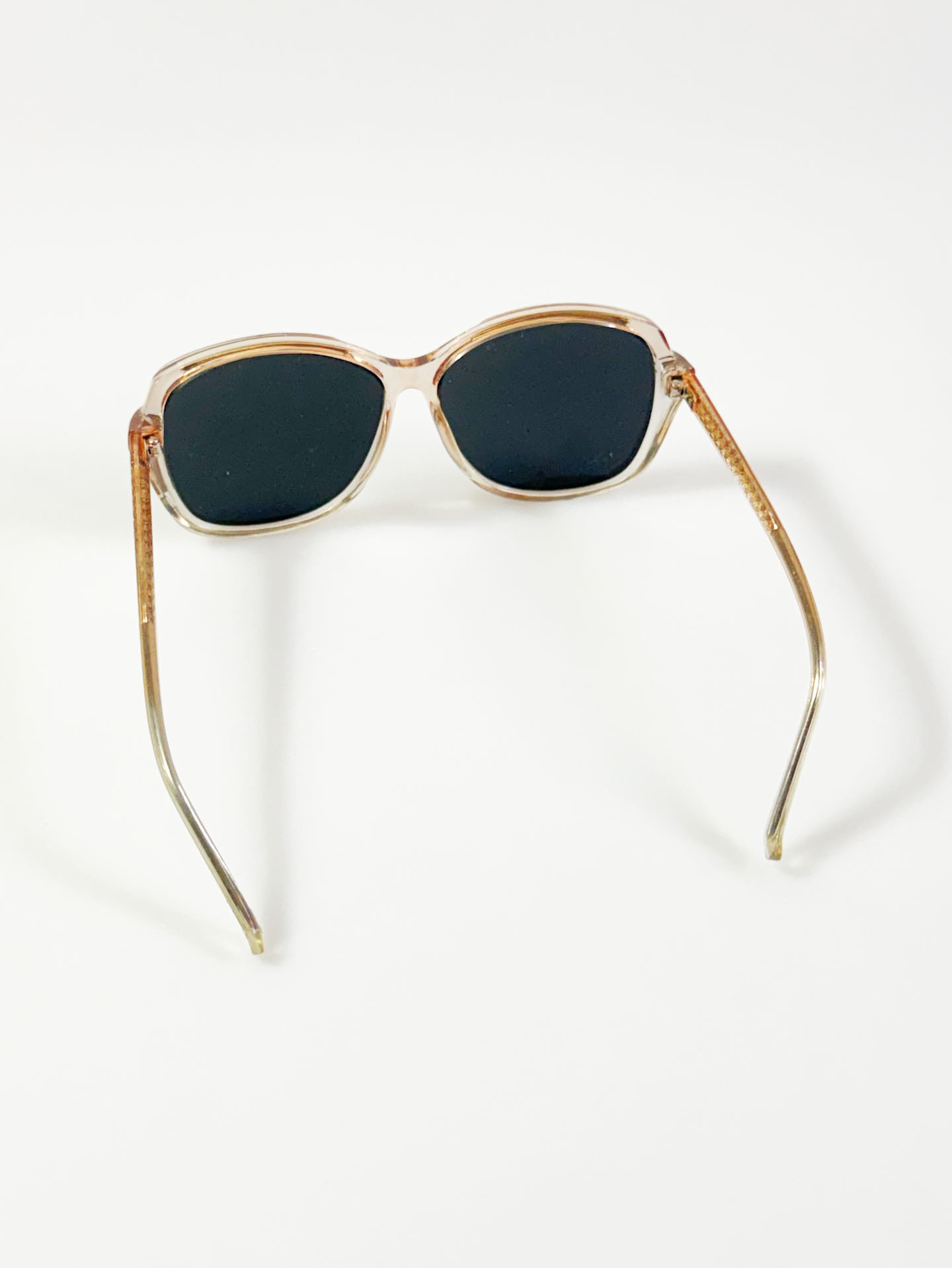 Champagne Crystal Clear Two-Tone Bold Square Sunglasses