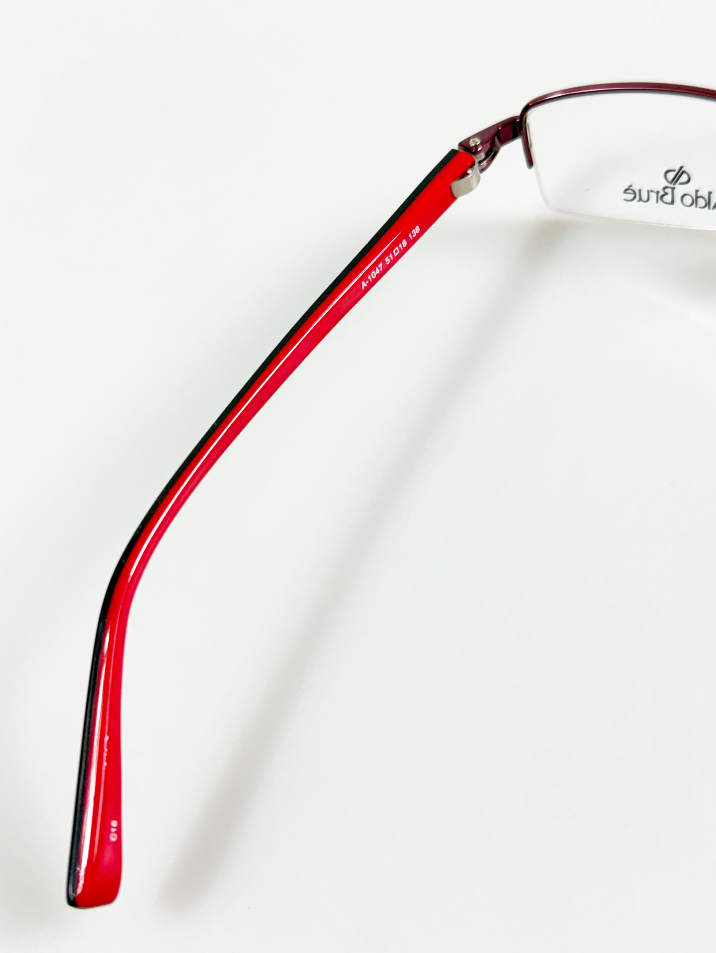 Aldo Brue Burgundy Half-Rim Square Metal Glasses