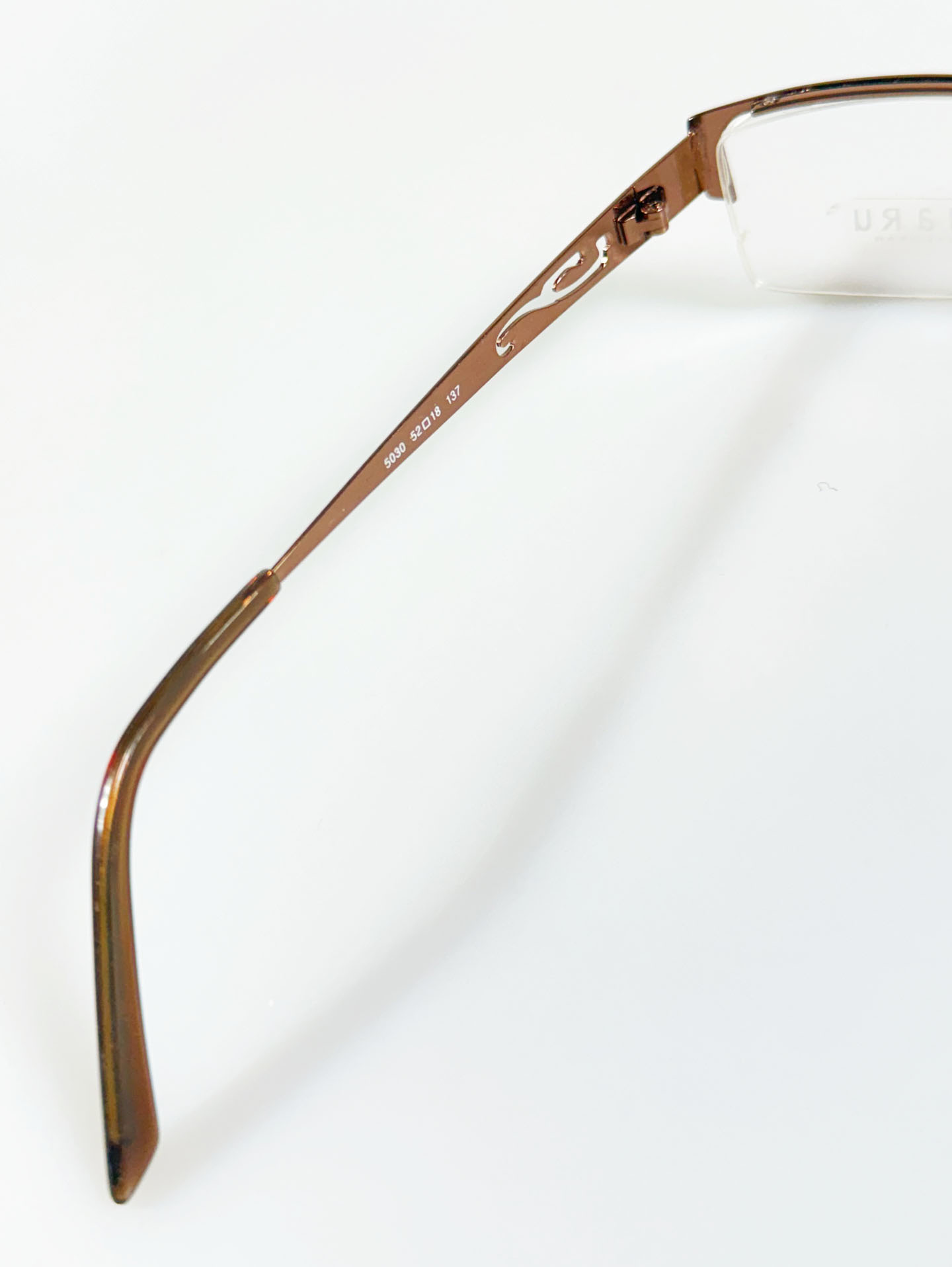 HARU Semi-Rimless Brown Square Metal Frame Glasses